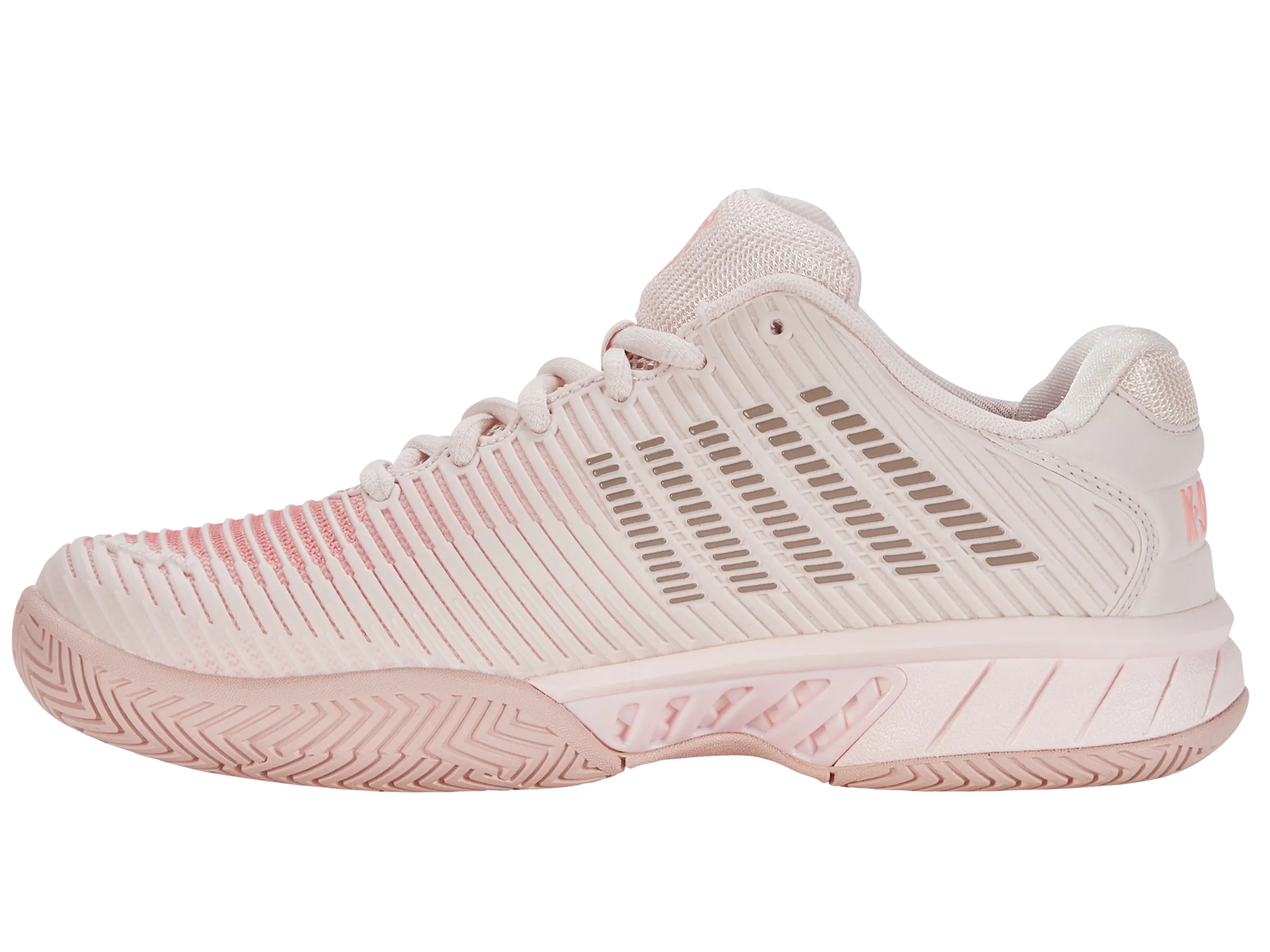 96807-676-W | HYPERCOURT EXPRESS 2-WIDE | ALMOST MAUVE/SEPIA ROSE/PALE NEON CORAL Seamless Fit Running Errands Court Grip