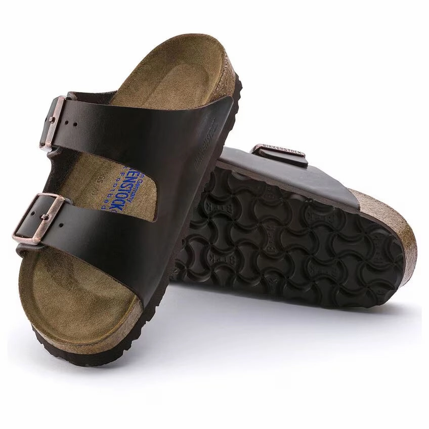 Birkenstock Unisex Leather Arizona Soft Footbed - Testa Di Moro Classic Adventure Shoes