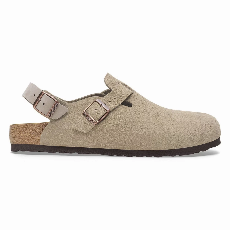 Non Slip Standing Workers Birkenstock Women's Tokio Clog - Taupe Suede