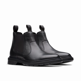 Bone Aid Adjustable Straps Clarks Men's Burchill Up Chelsea Boot - Black