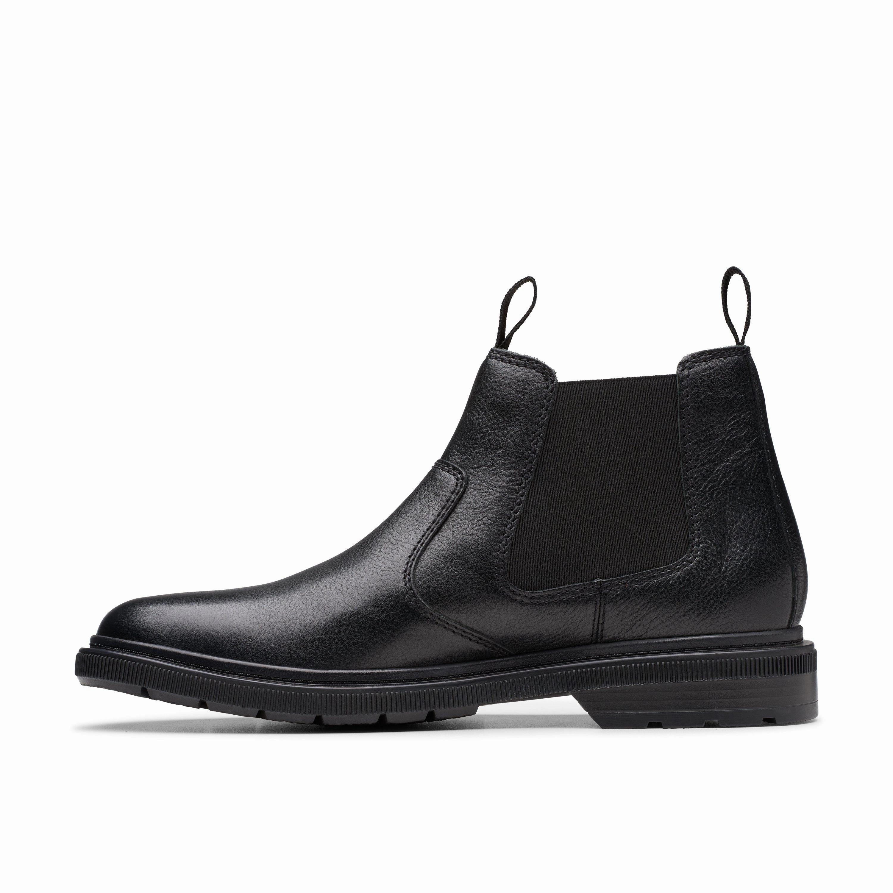 Wide Base Clarks Men's Burchill Up Chelsea Boot - Black