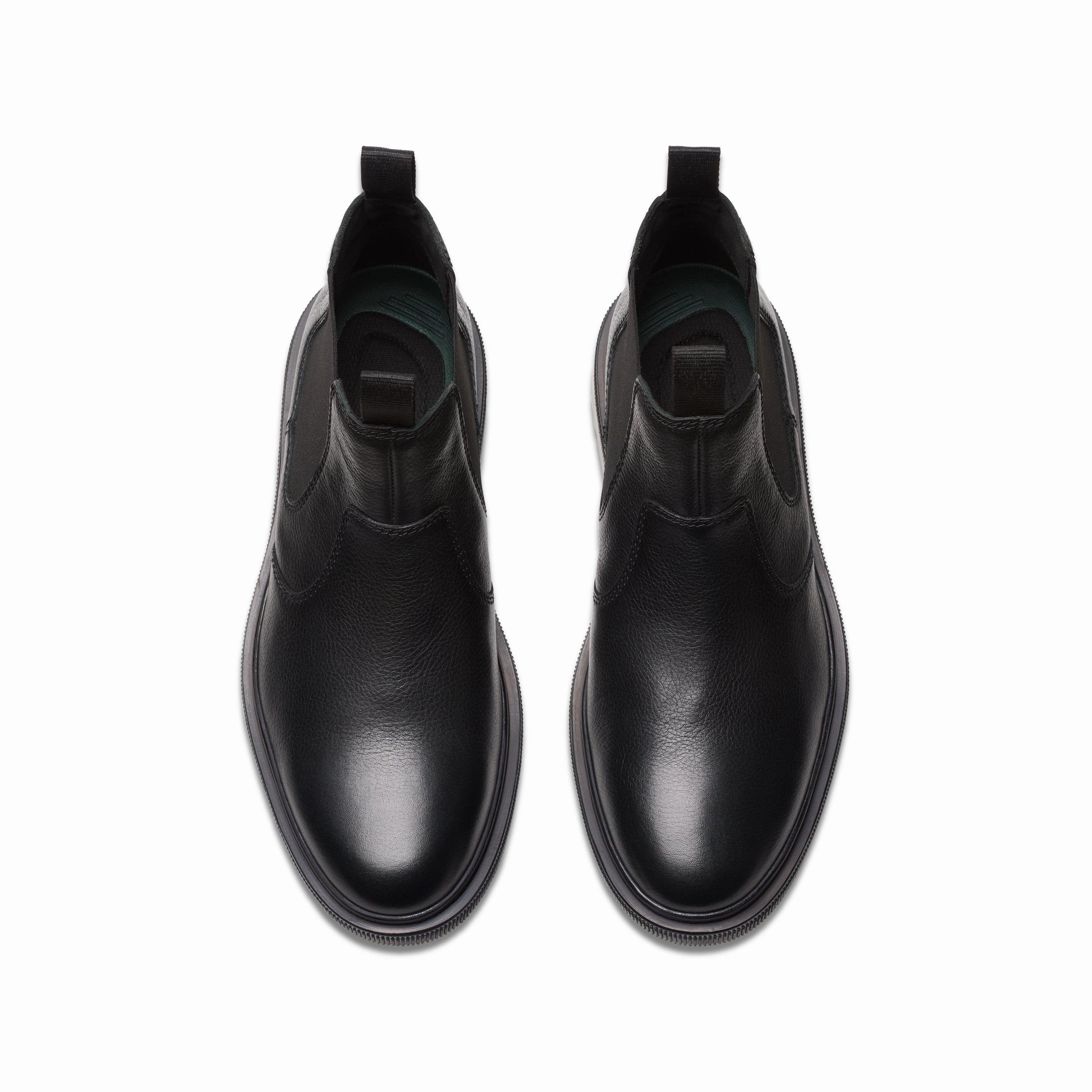 Clarks Men's Burchill Up Chelsea Boot - Black Wide Base Flexible Rocker Sole