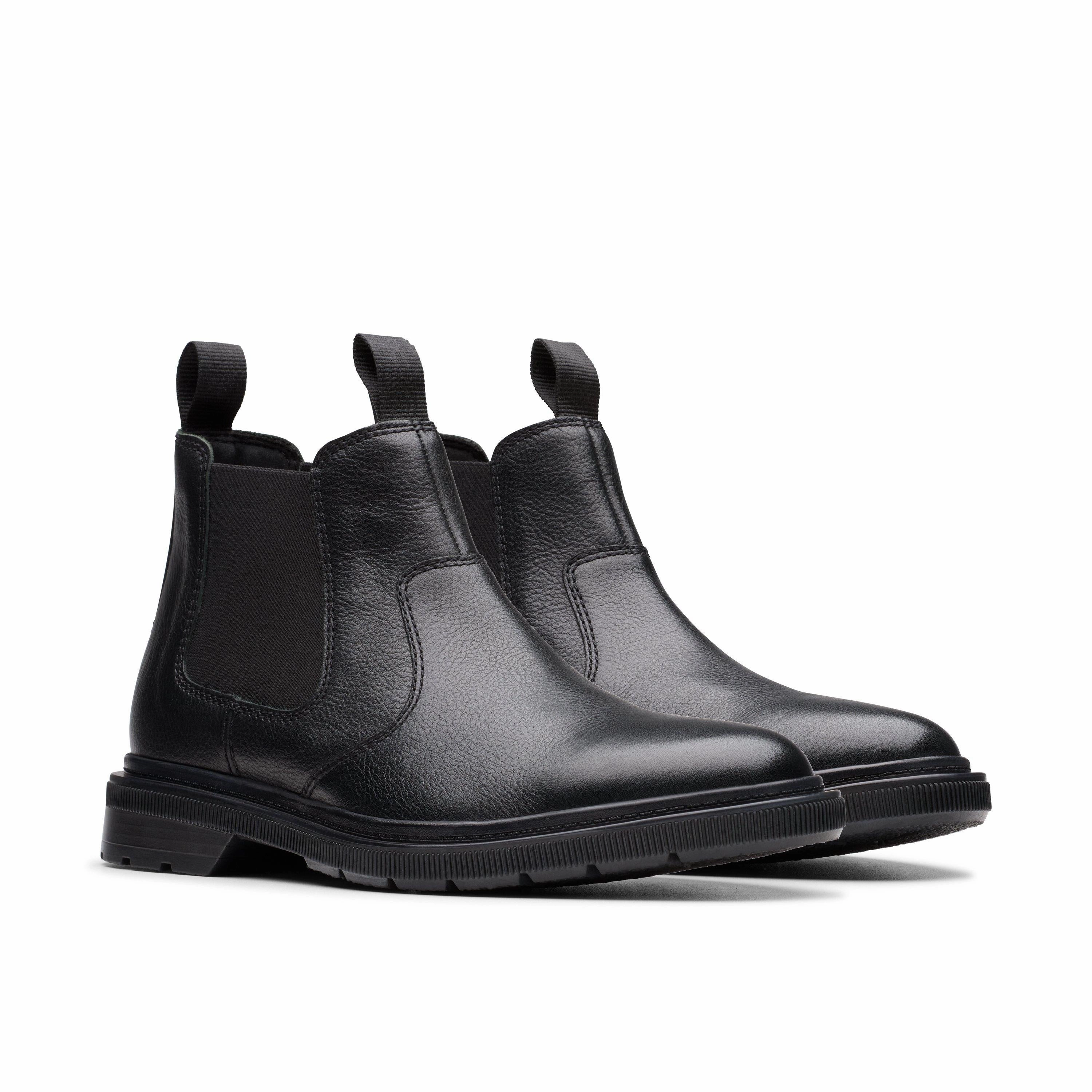 Bone Aid Adjustable Straps Clarks Men's Burchill Up Chelsea Boot - Black