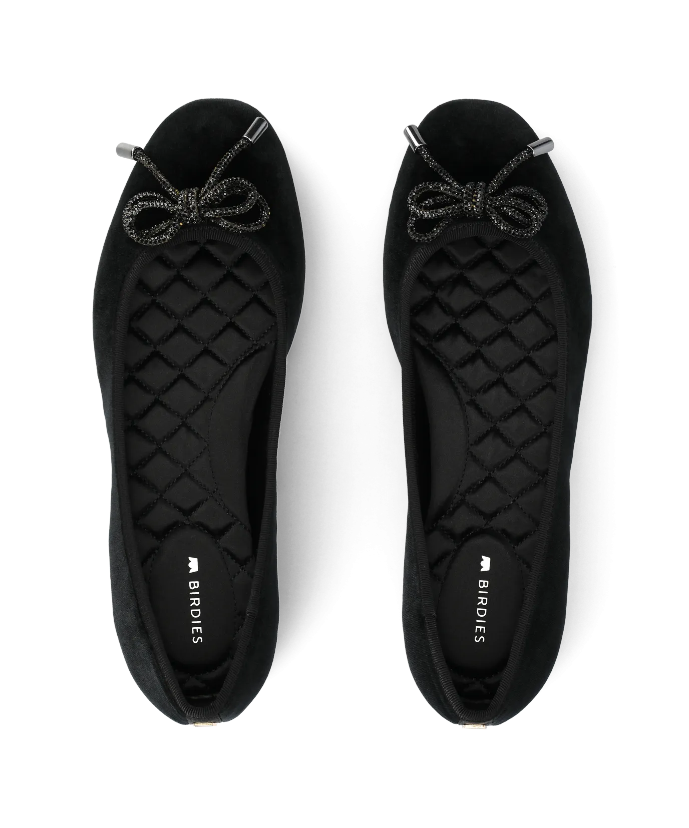 All-day Comfort Sleek Footwear The Hummingbird - Black Velvet Jeweled Bow