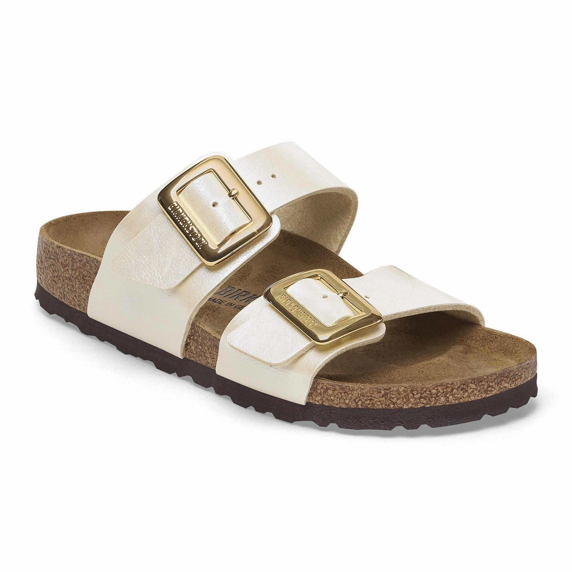 synthetic material Birkenstock Women's Sydney Birko-Flor Luxe Sandal - Graceful Pearl White