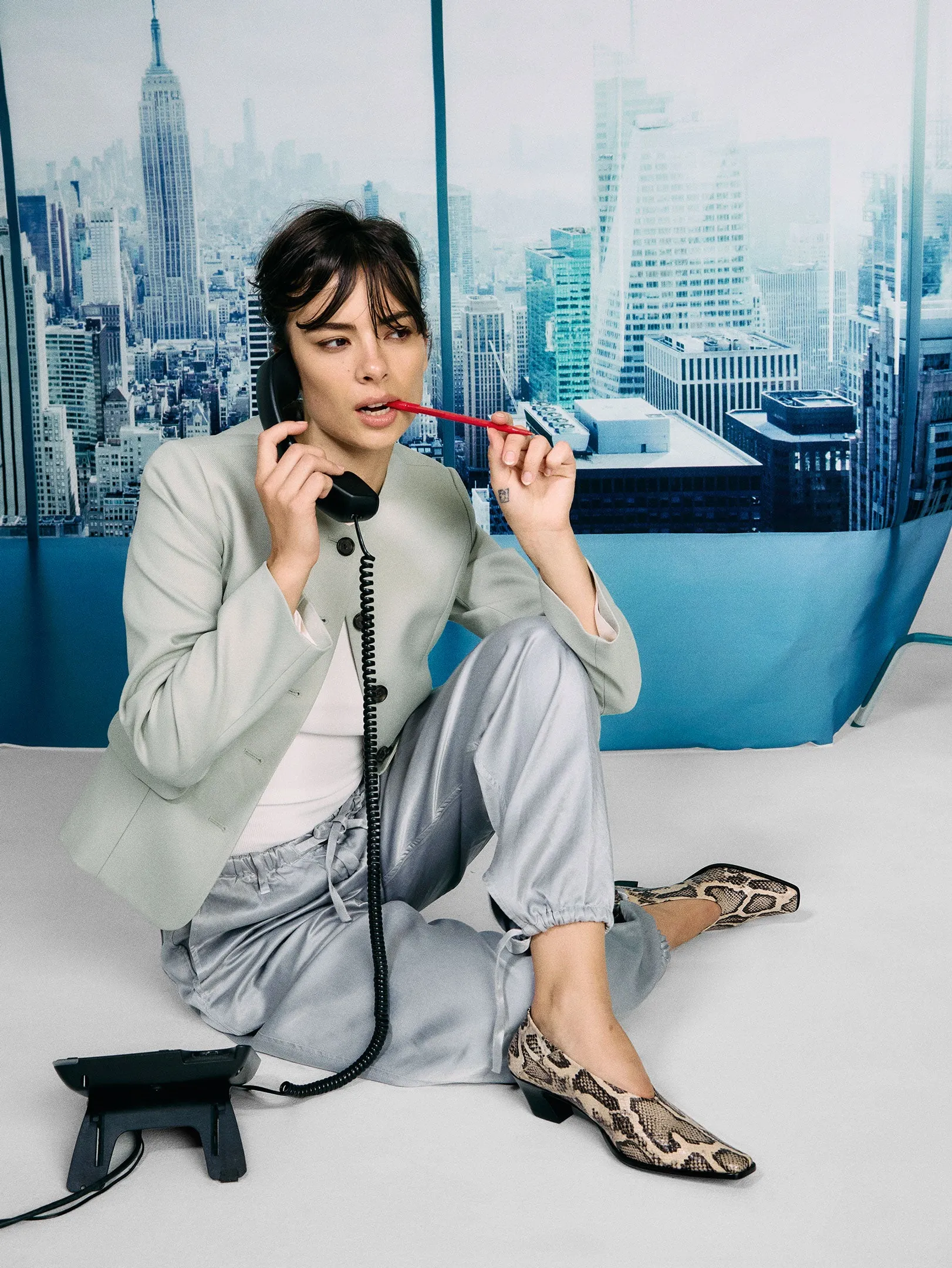 Elegant Sandals Chunky Heel Soria Snake Heel