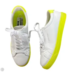Core Stability Clean Aesthetic Shoes Sneakers By Calvin Klein In White & Yellow, Size: 11