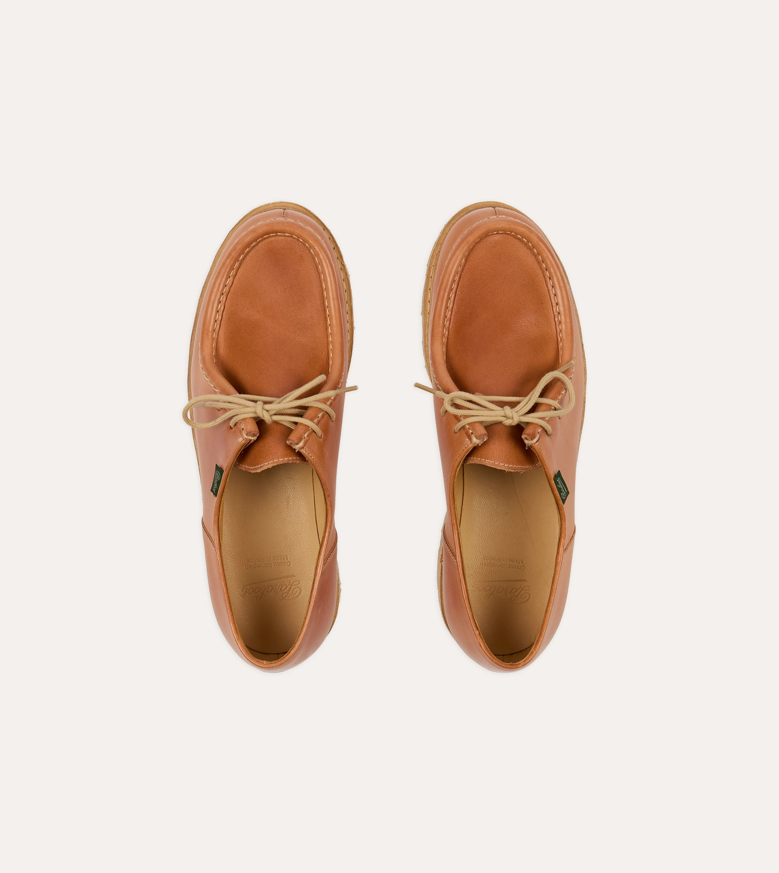 Comfort Heel Paraboot Michael Camel Leather Derby Shoe