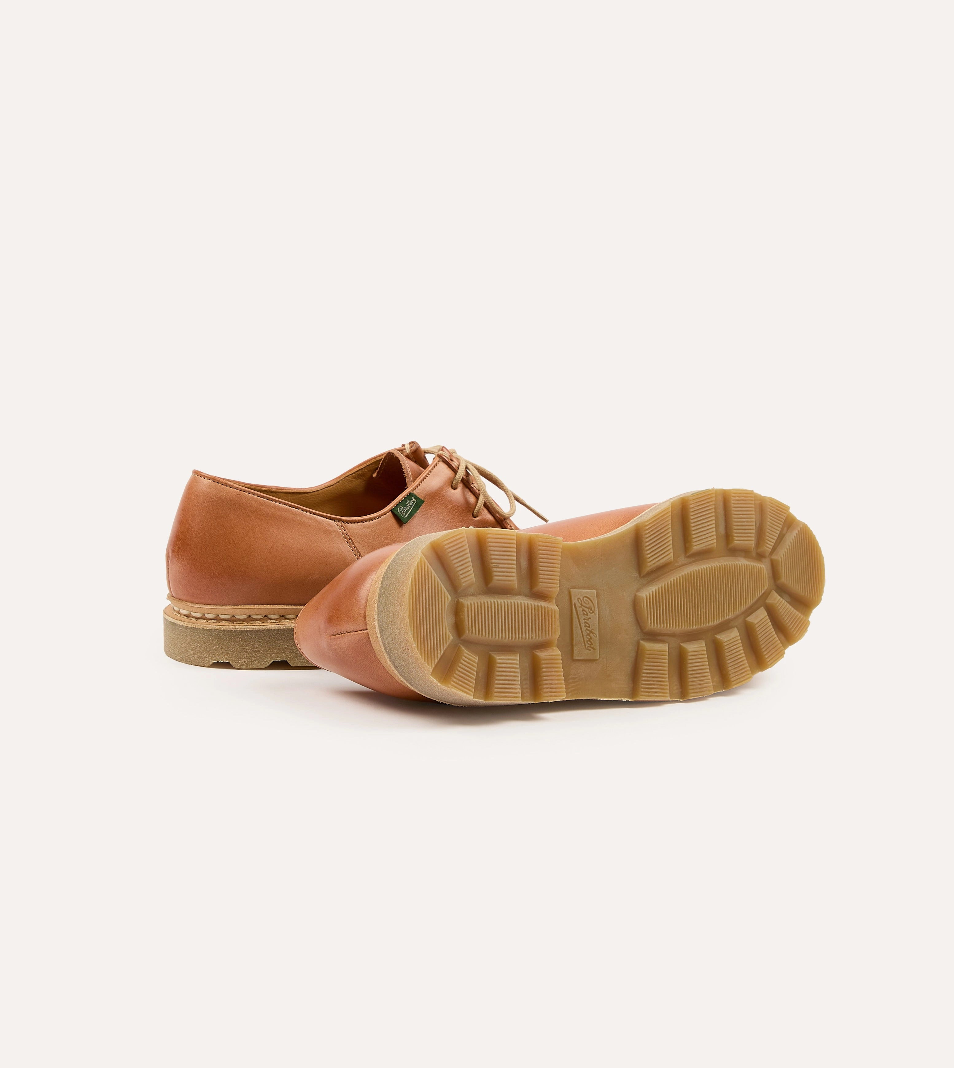 Paraboot Michael Camel Leather Derby Shoe Ergonomic Shape Compression Molding