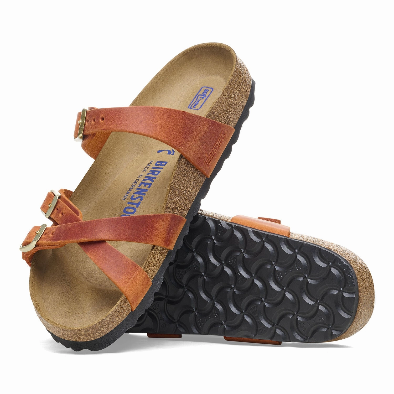 Birkenstock Women's Franca Sandals - Burnt Orange Oiled Leather Simple Lifestyle Slides City Footwear