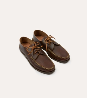 School Style Yuketen Brown Two-Piece Oxford with Camp Sole