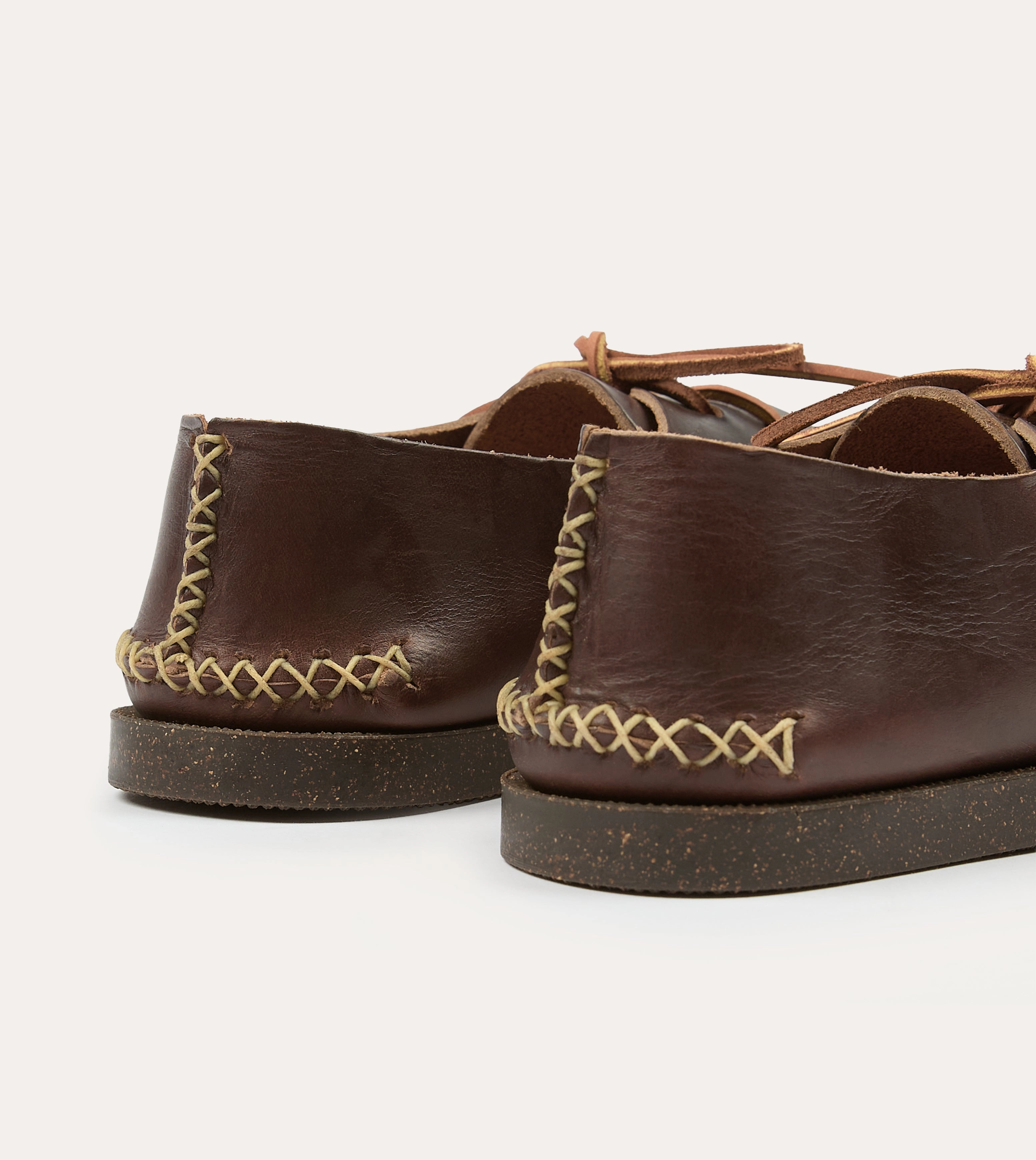 Yuketen Brown Two-Piece Oxford with Camp Sole Story Glow