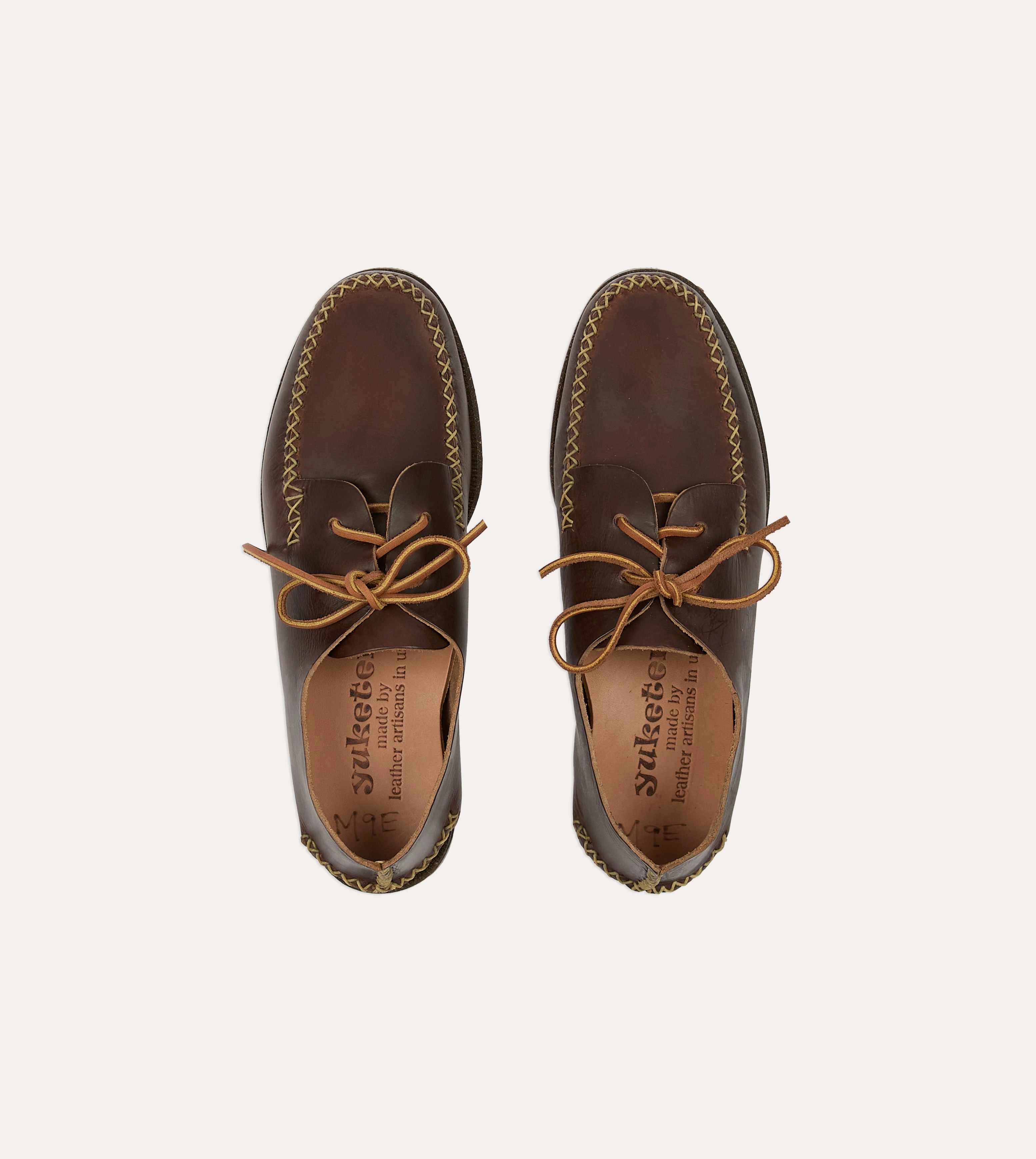 Pearl Shine Quick Dry Textile Yuketen Brown Two-Piece Oxford with Camp Sole