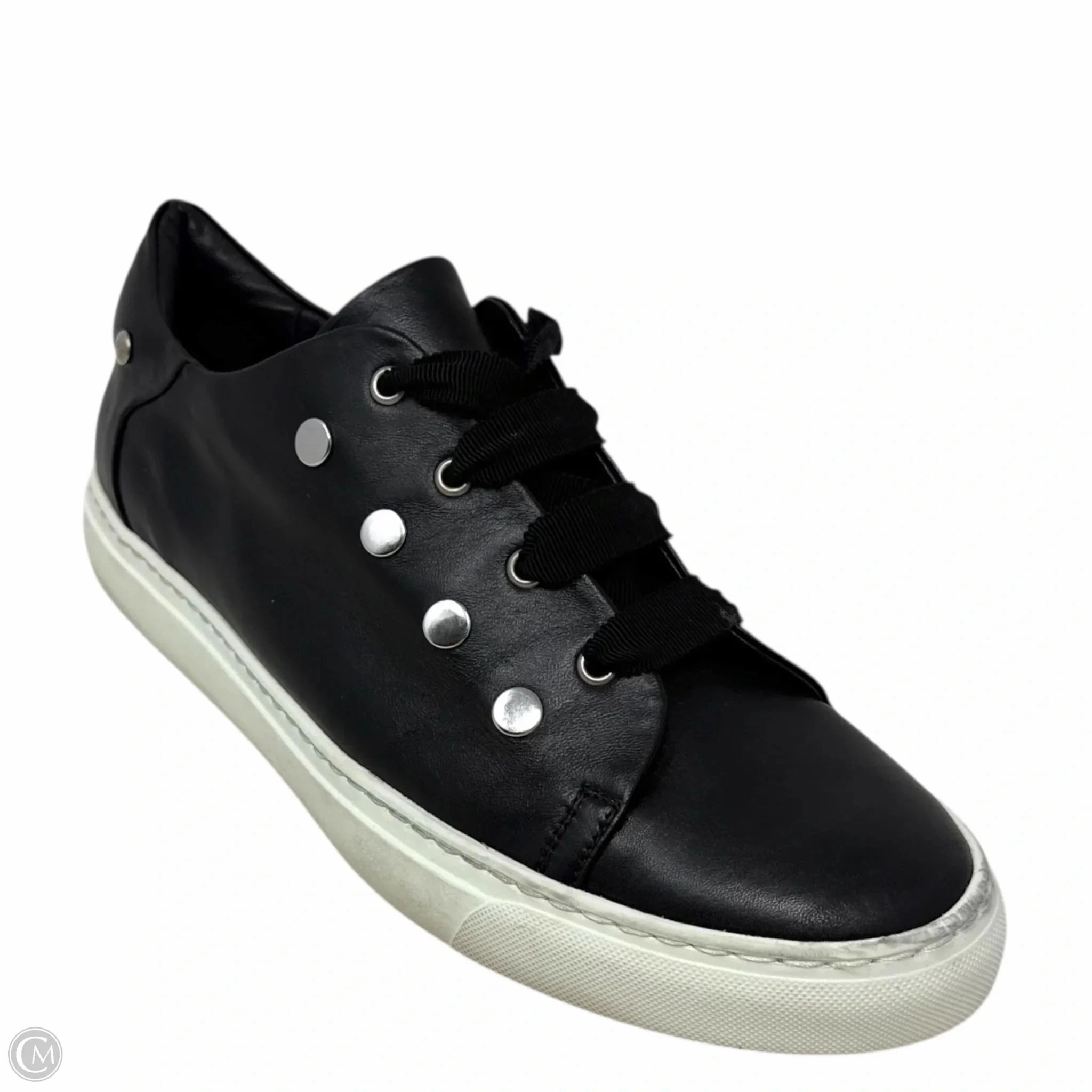 Stud Leather Lace Up Sneakers By Agl In Black, Size: 12 Daily Wear Orthopedic Footbed