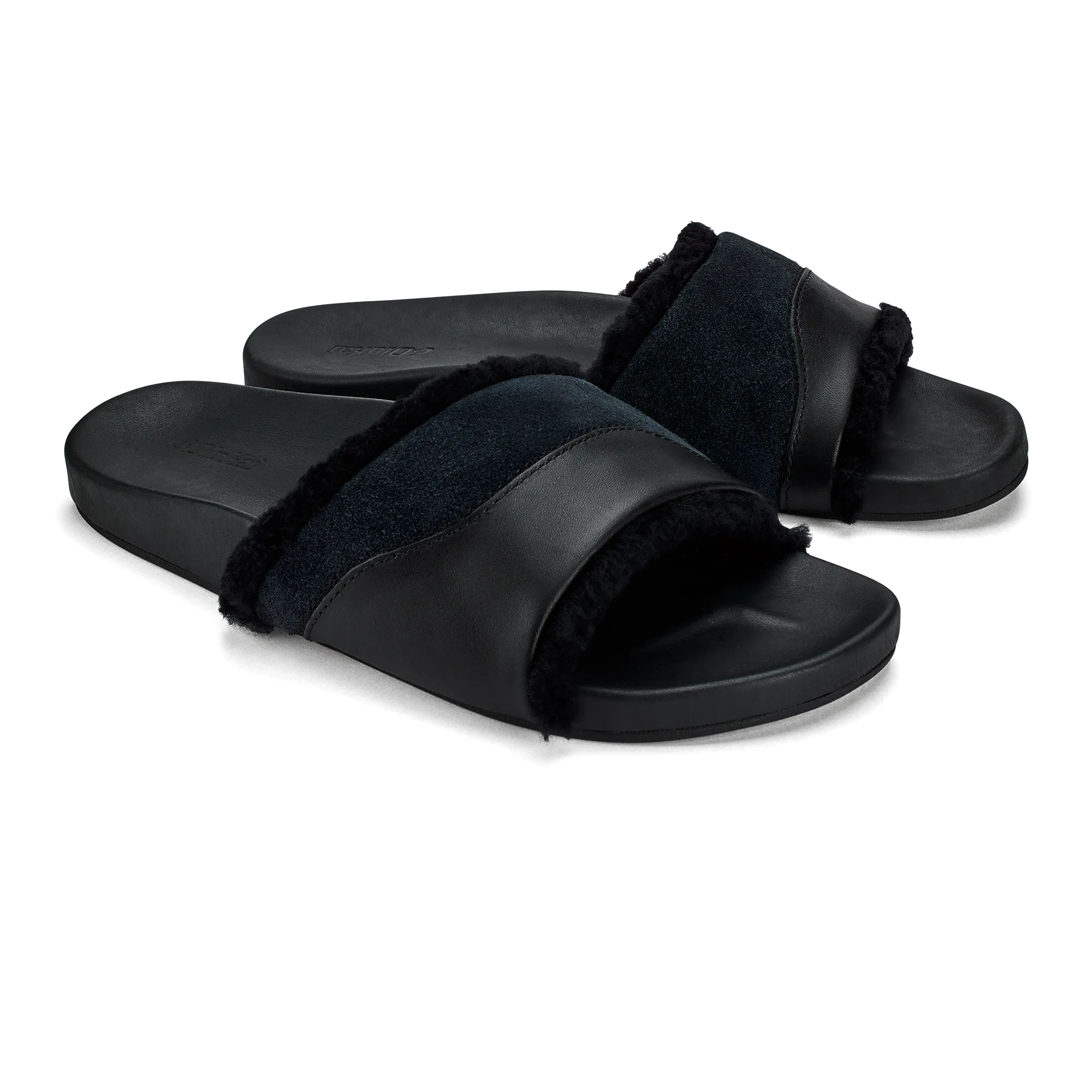 Reinforced Stitch Construction High Heel Hala Slide - Black