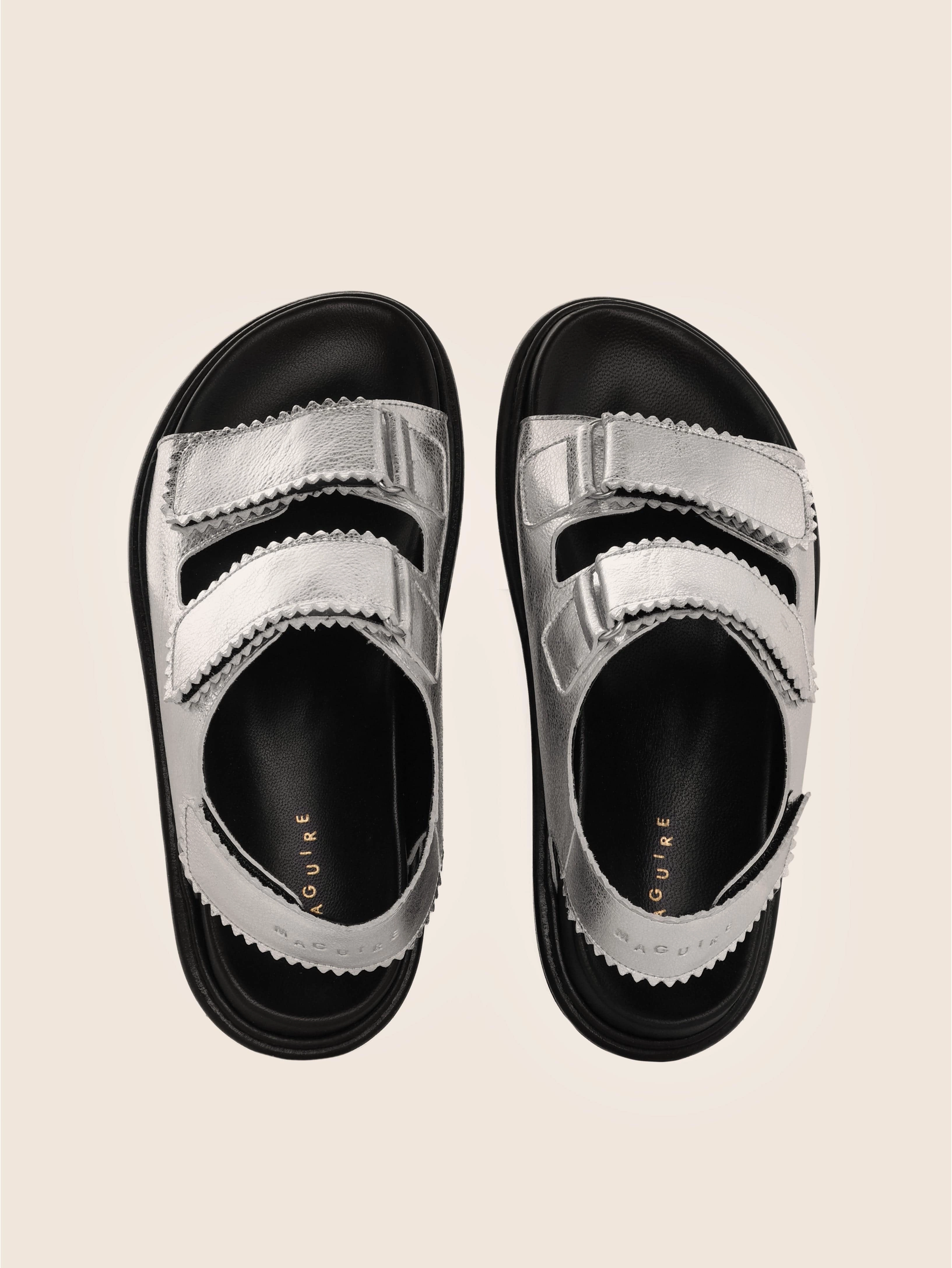 Tavira Silver Sandal Velcro straps