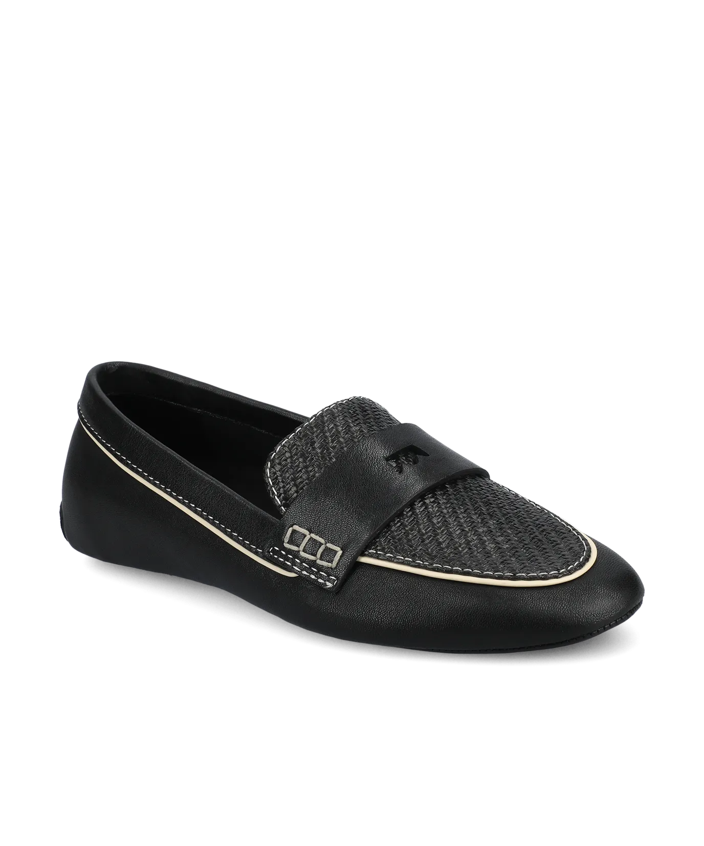 The Vesper Driver - Black Leather Raffia Ventilation Perforation System Airflow channels