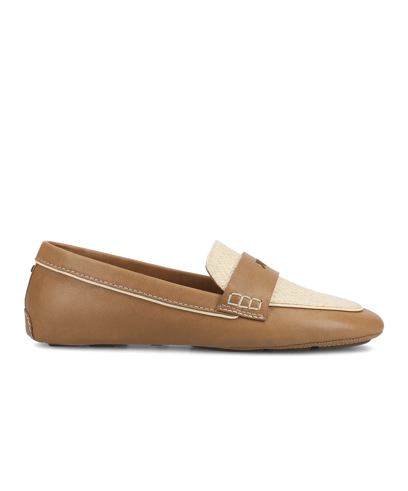 The Vesper Driver - Cappuccino Leather Raffia Anti Odor