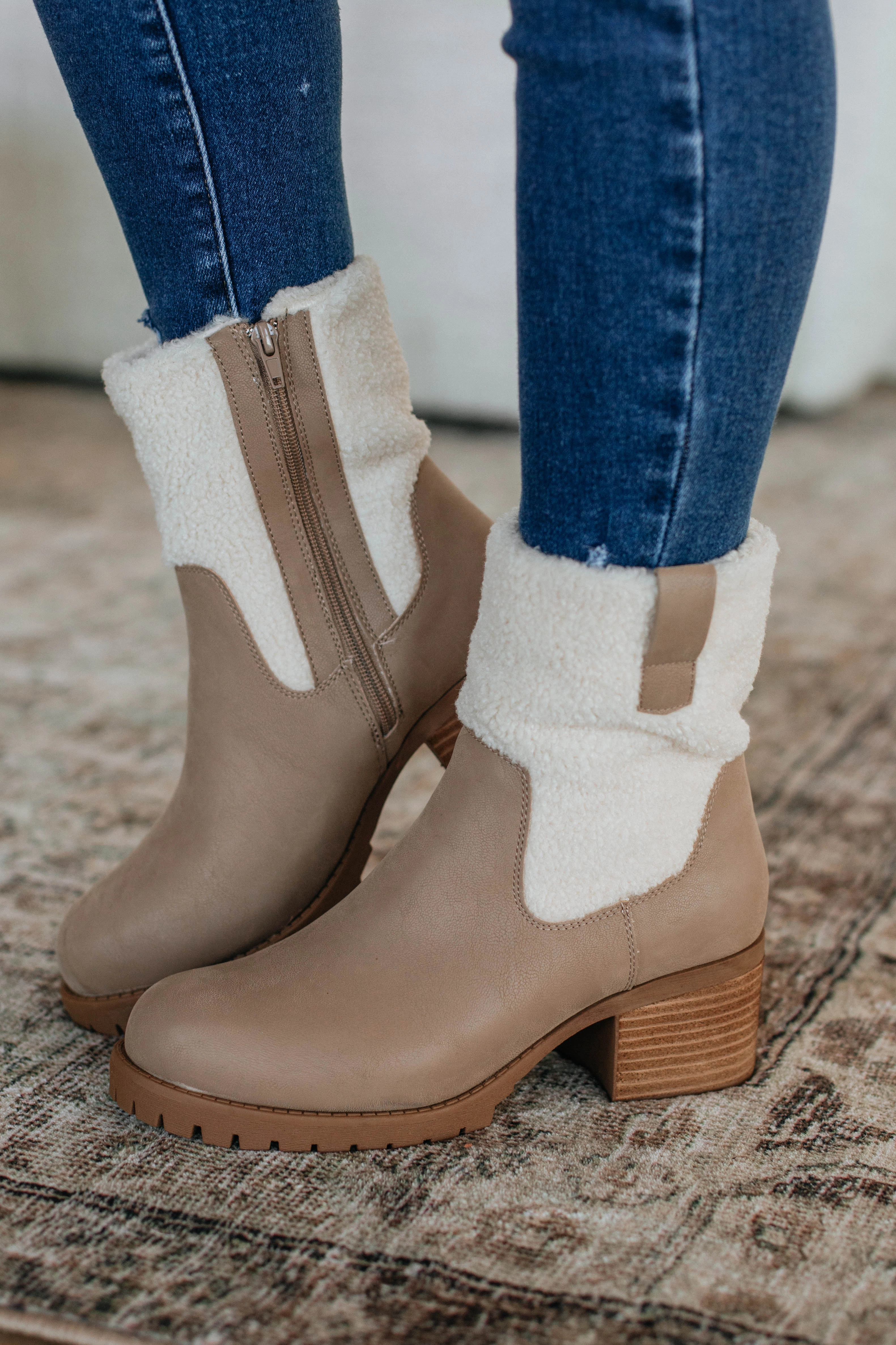 Thinking It Over Boots - Taupe Skate Cool