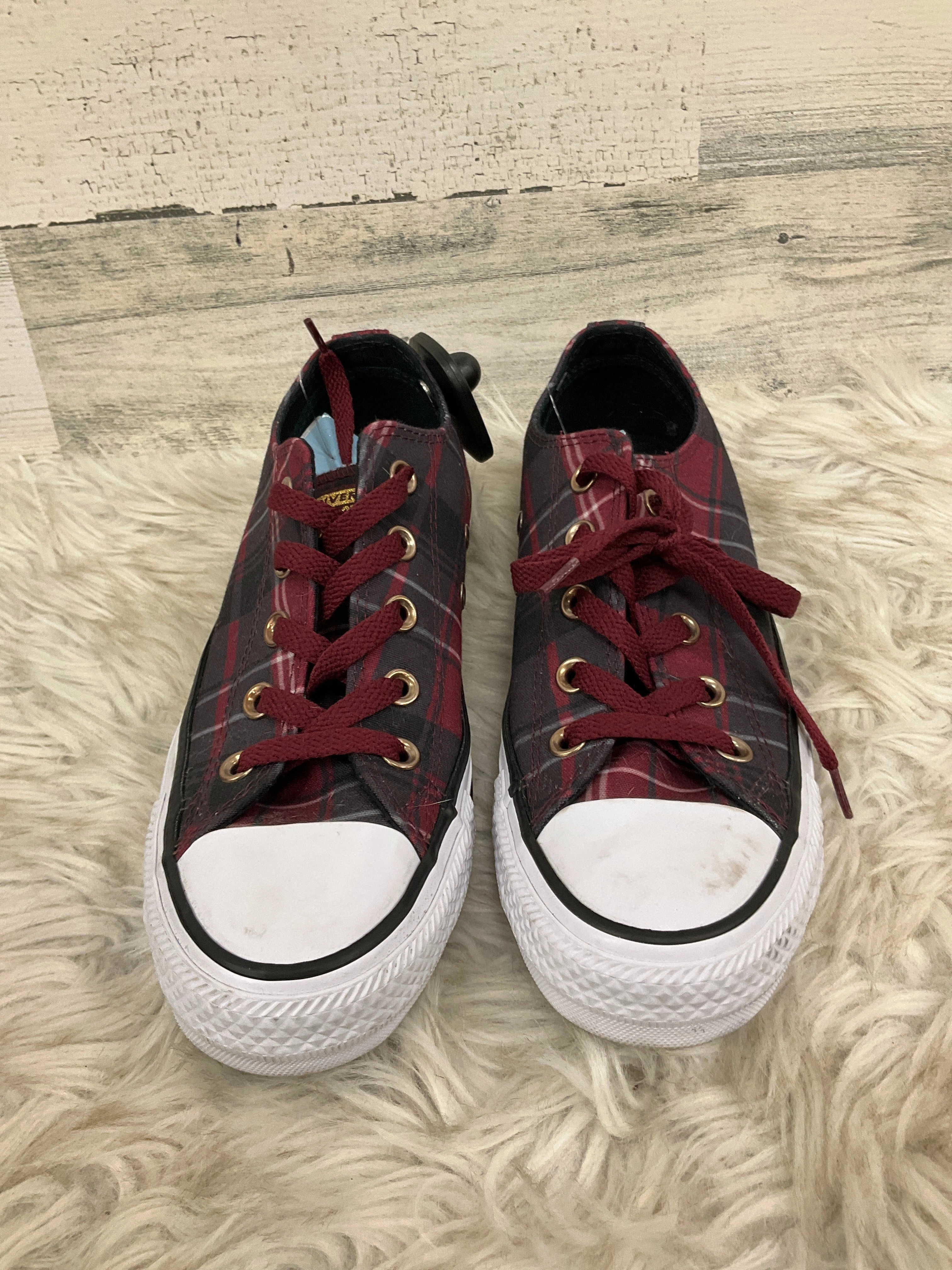 Comfortable Workout Shock Diffusing Platform Shoes Sneakers By Converse In Plaid Pattern, Size: 6