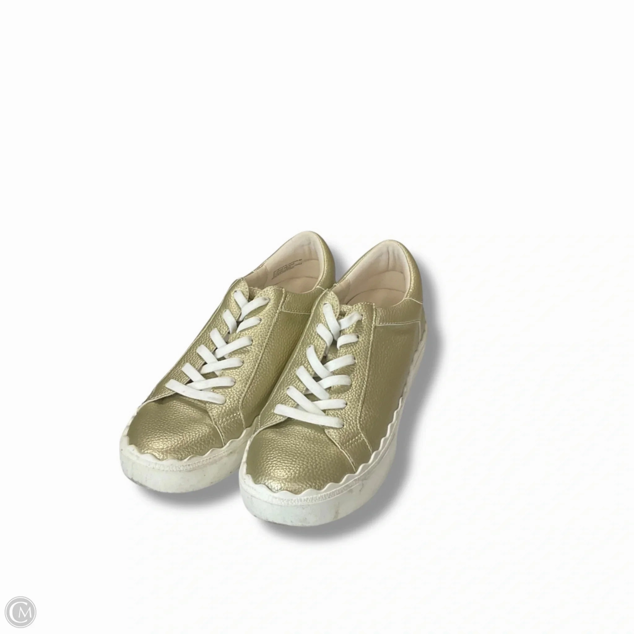 Breathable Perforations Everyday Life Shoes Sneakers By Anne Klein In Gold & White, Size: 8