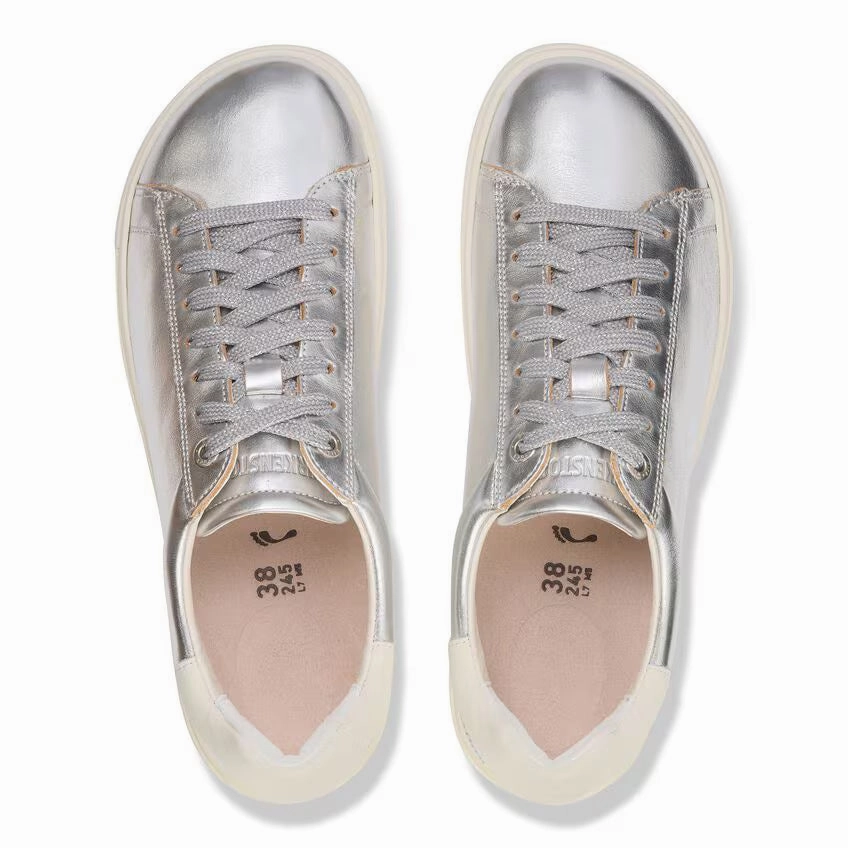 Birkenstock Women's Bend Low Leather - Metallic Silver Walking Adventure Sandals Canvas Material