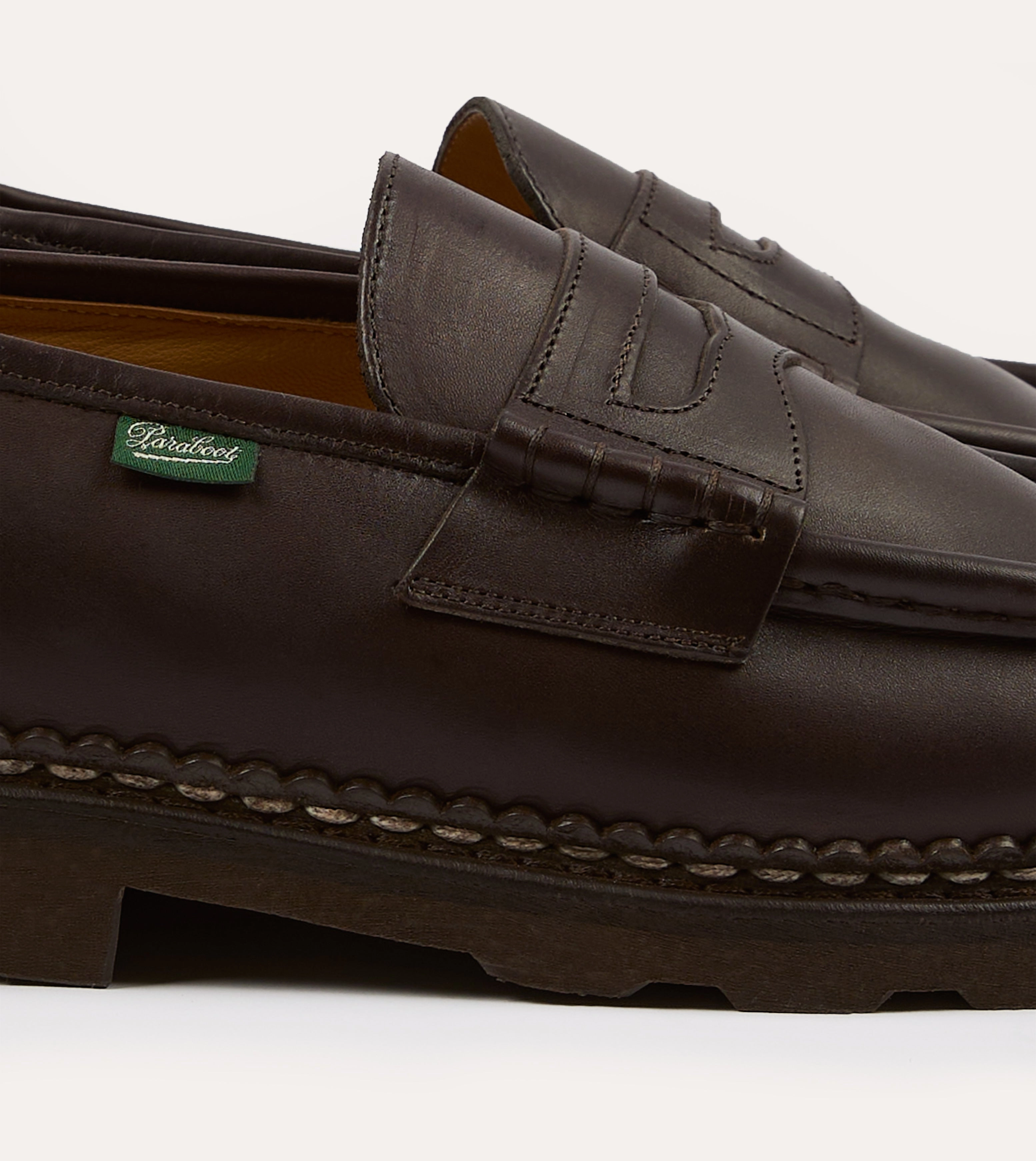 Paraboot Reims Brown Leather Loafer Reinforced toe Simple Outline