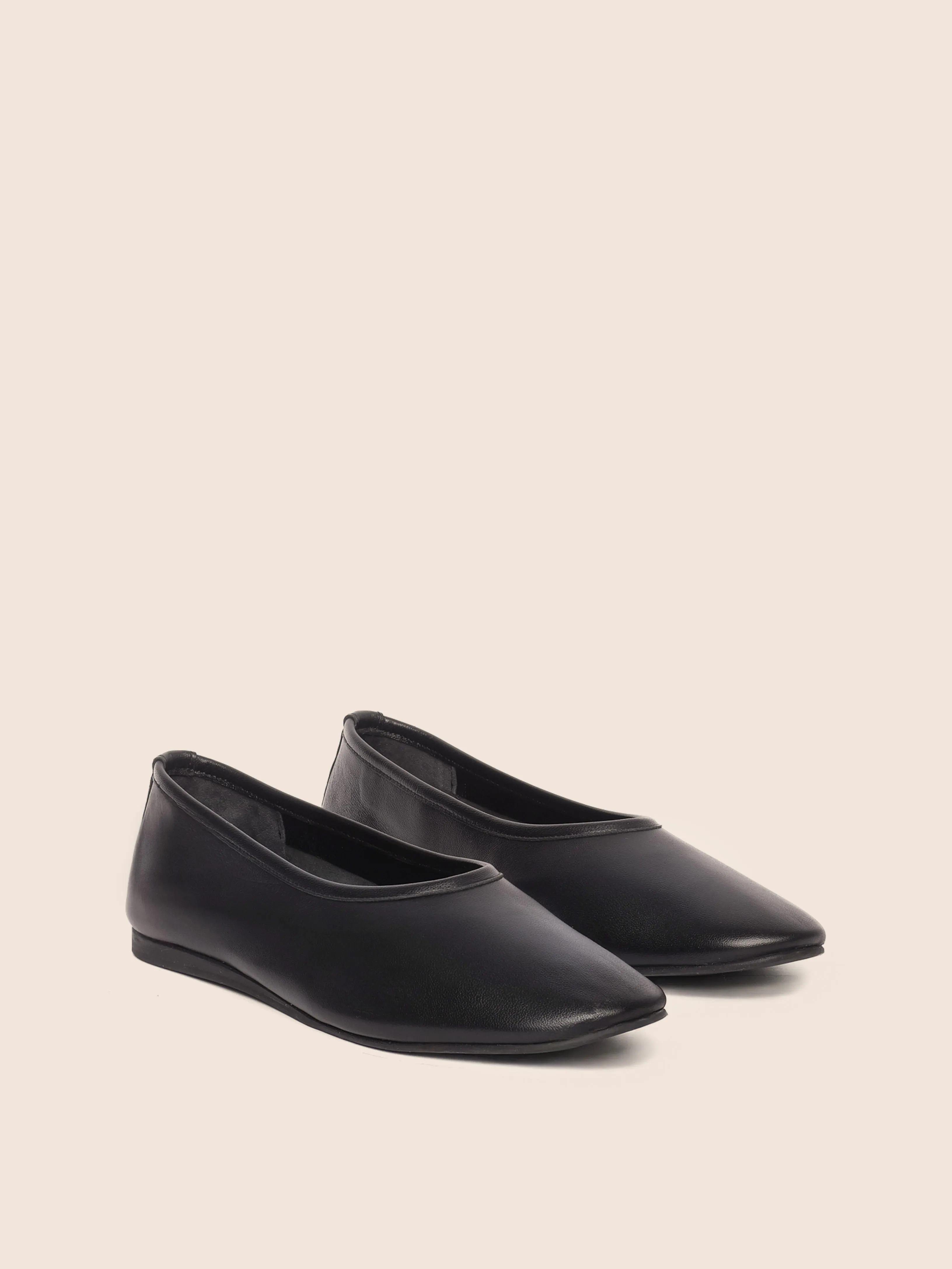 Herb Walk Smooth Finish Trofa Black Leather Ballerina