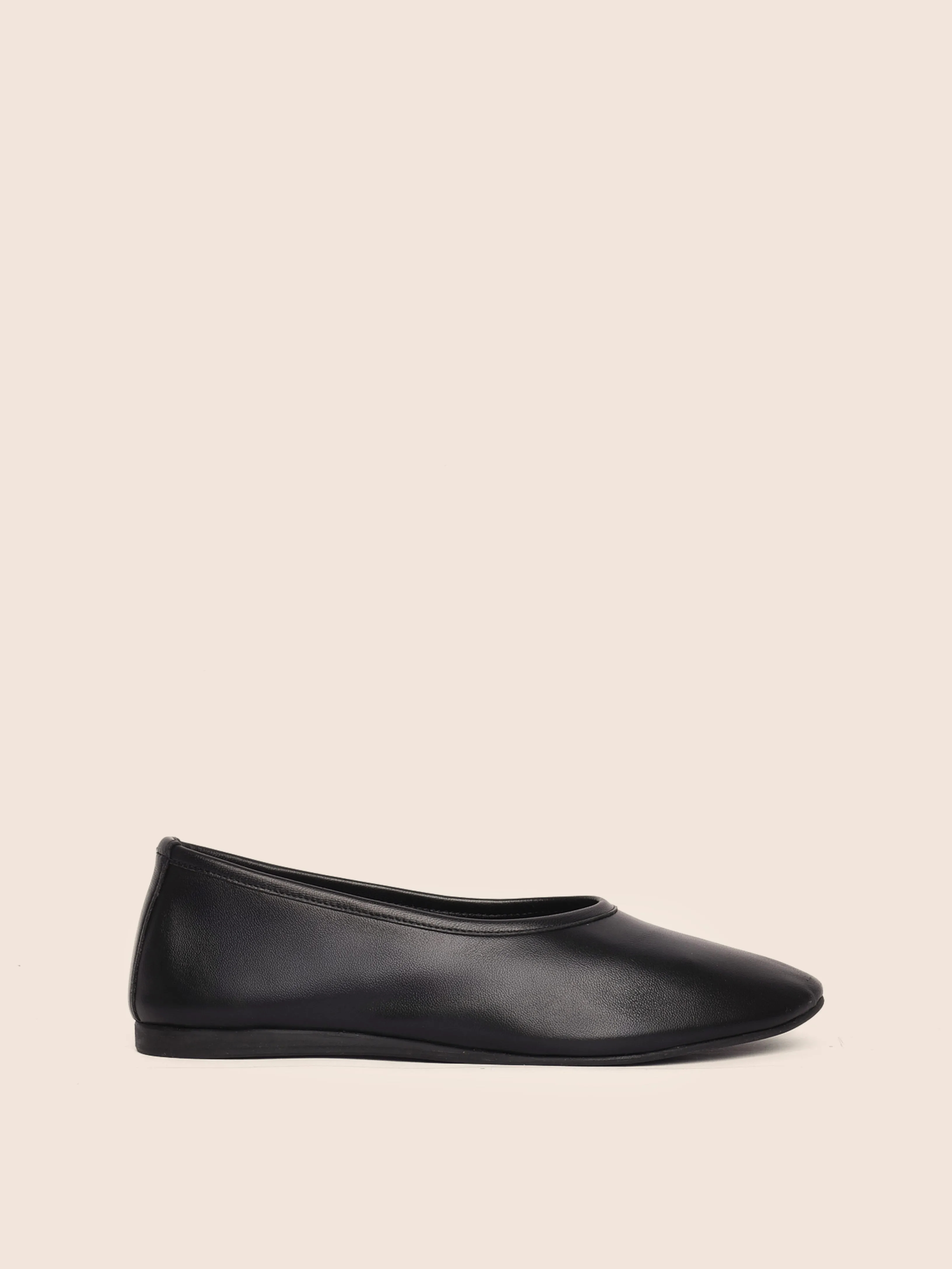 Trofa Black Leather Ballerina Happy Step Effortless Comfort Footwear