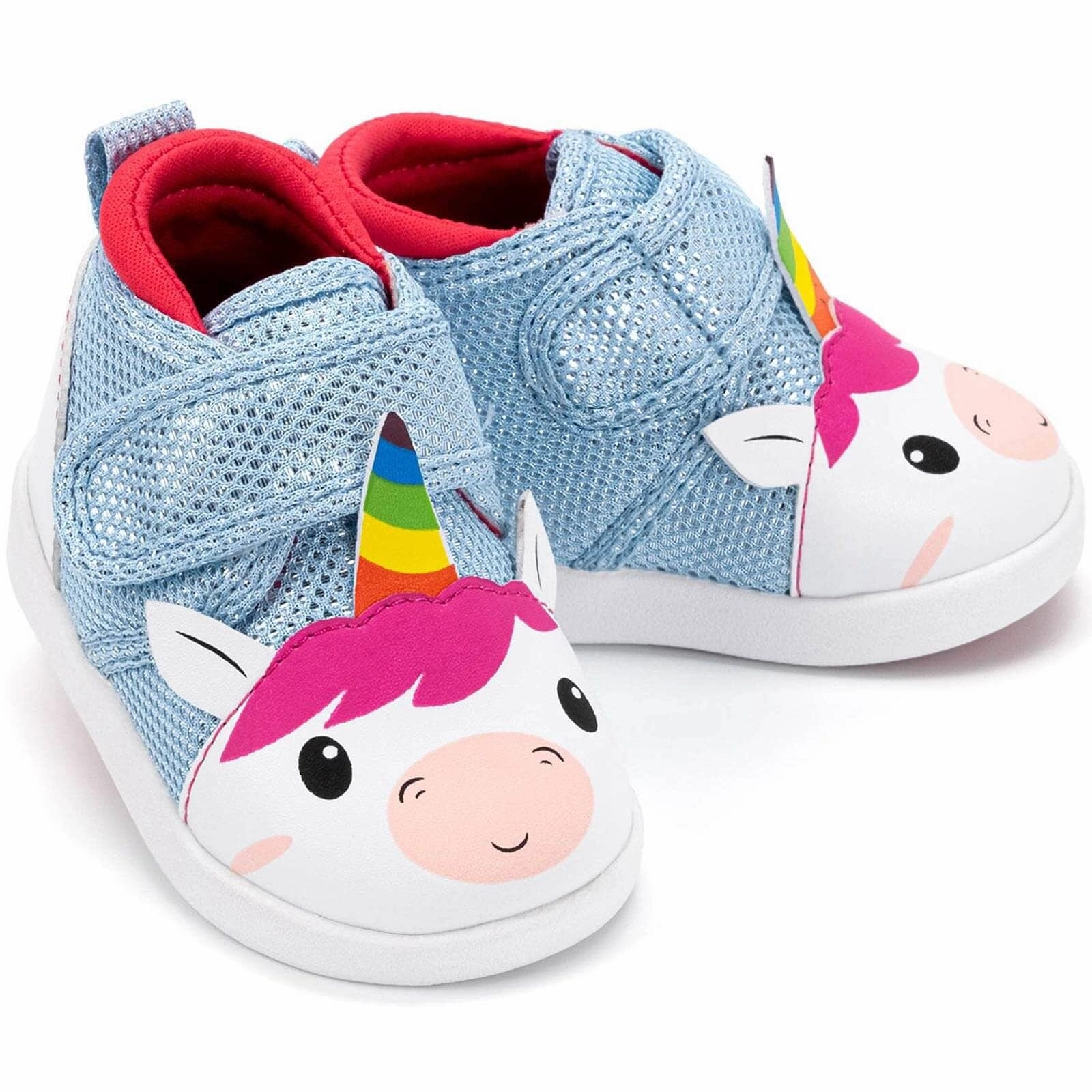Unicorn Squeaky Toddler Shoes | White/Sparkly Blue Indoor Ice Grip