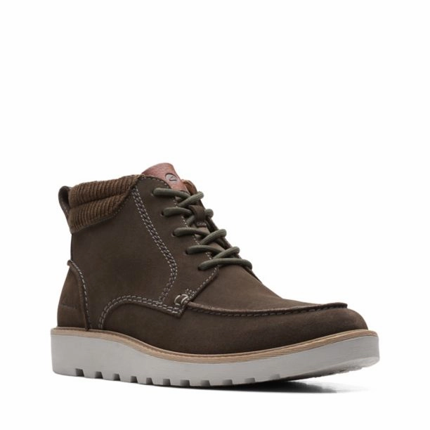 Strong Stitching Clarks Men's Barnes Mid - Dark Grey Suede