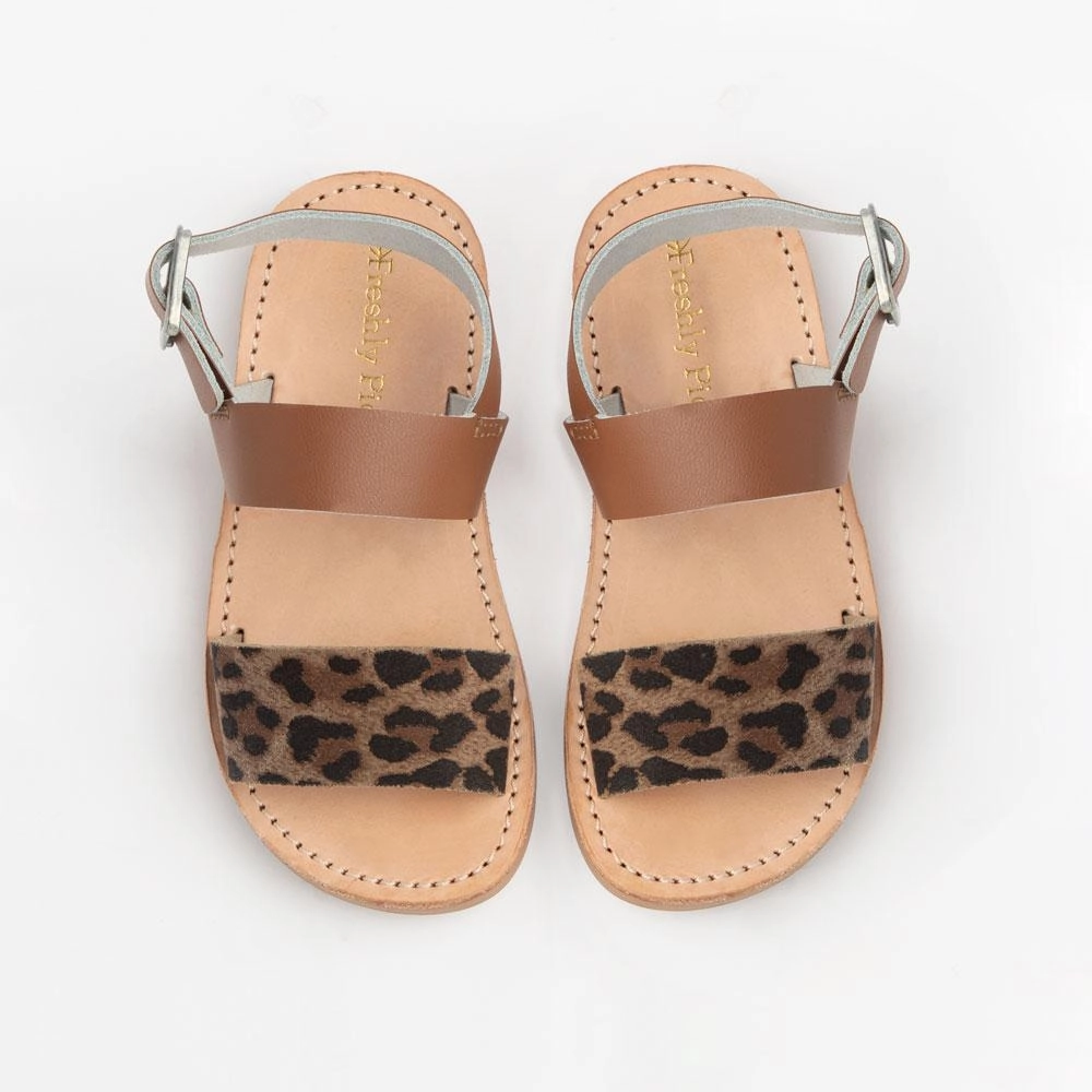Street Edge Cognac with Leopard Sanibel Sandal