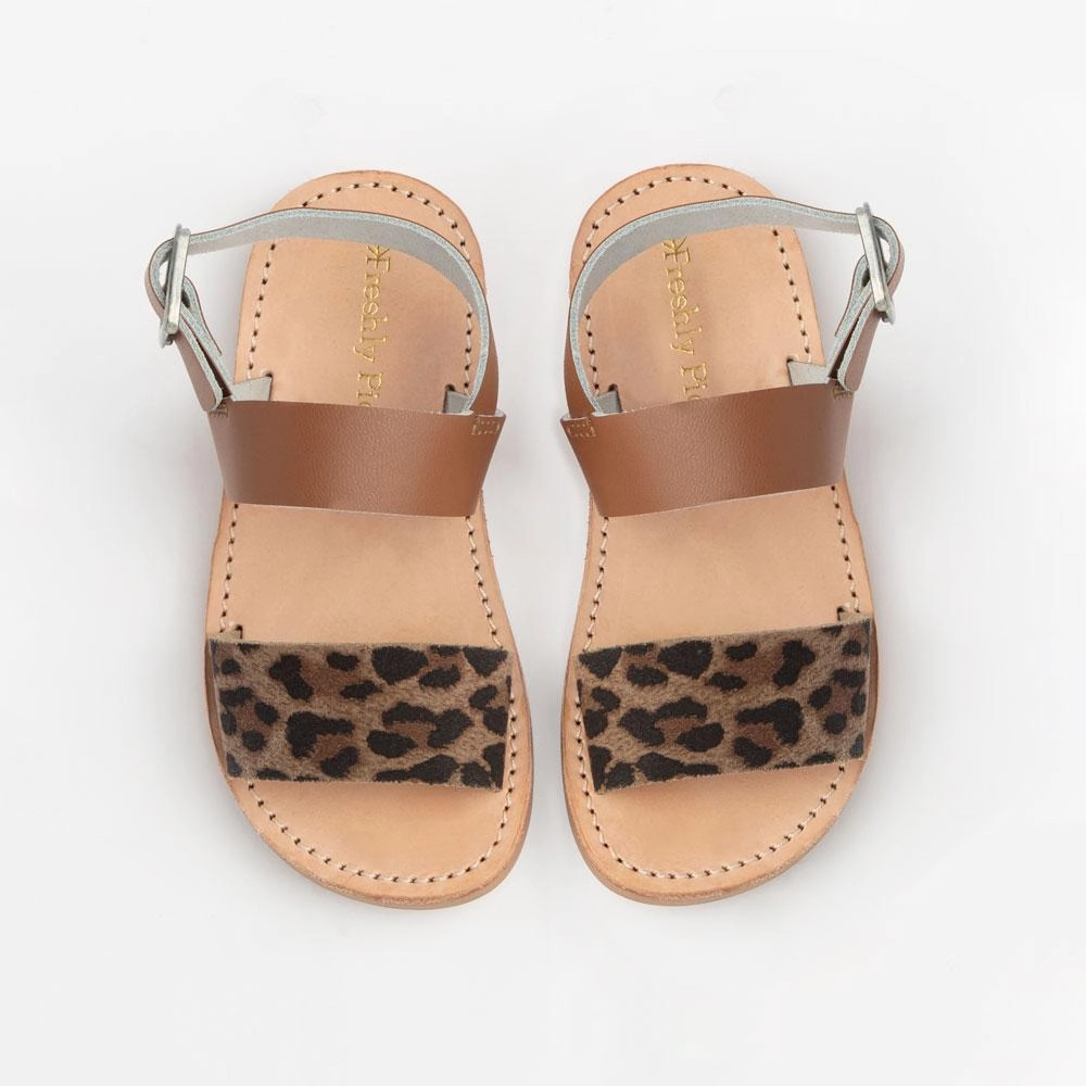Flexible Travel Sandals Cognac with Leopard Sanibel Sandal