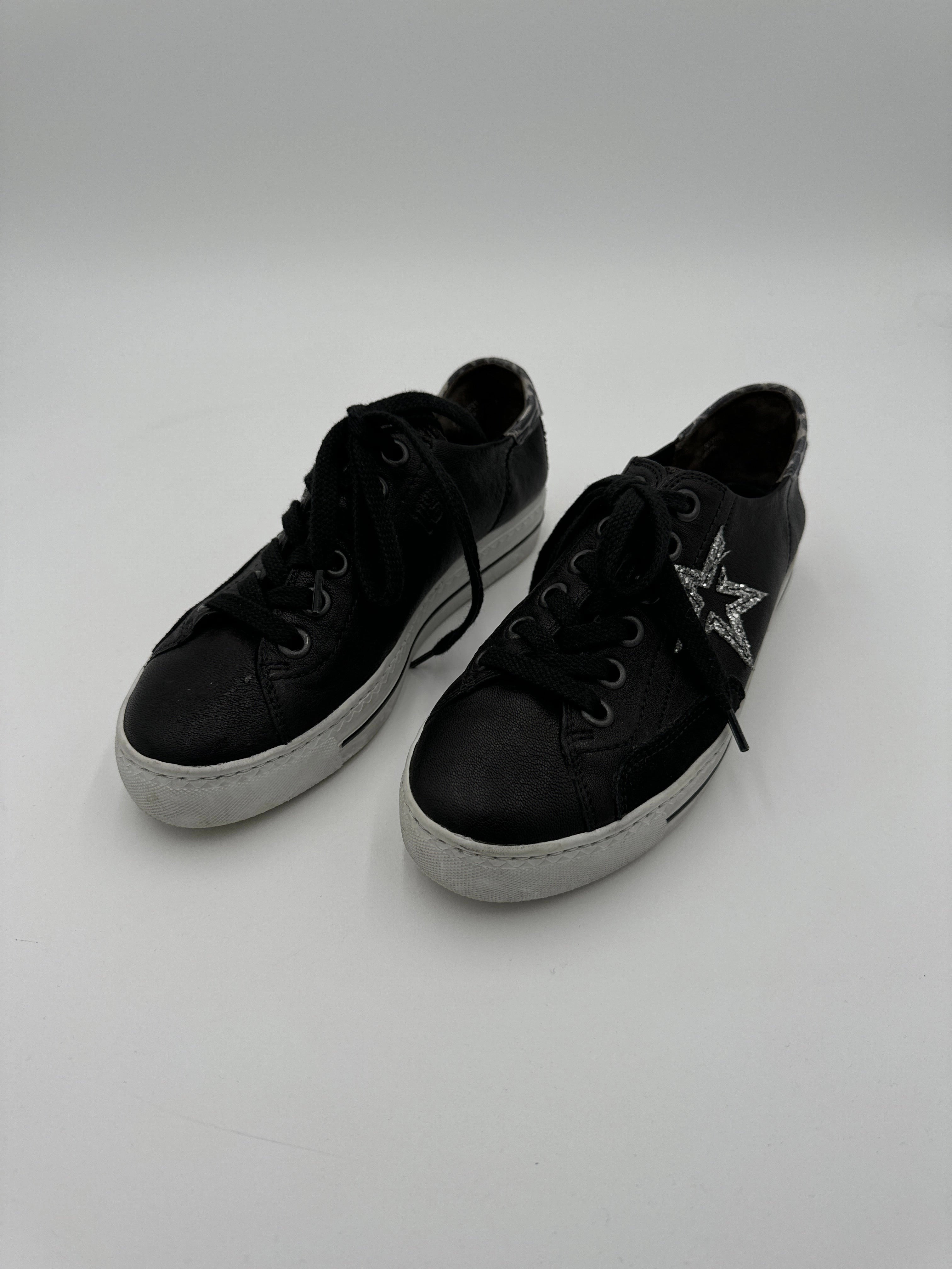 Shoes Sneakers By Paul Green In Black & Silver, Size: 6.5 Variable Lace Lock Casual Sporty