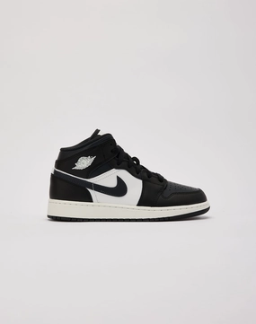 Jordan Air Jordan 1 Mid Grade-School Striped kids' wear Stretchable Upper