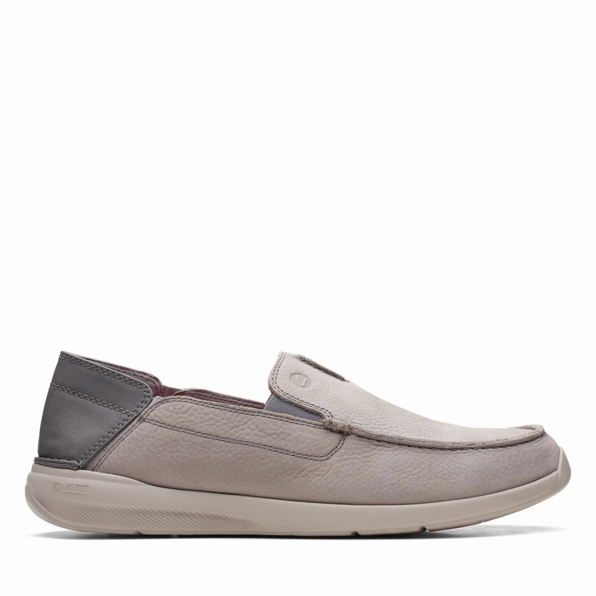 Comfort Tongue Match All Clarks Men's Gorwin Step - Light Grey Nubuck