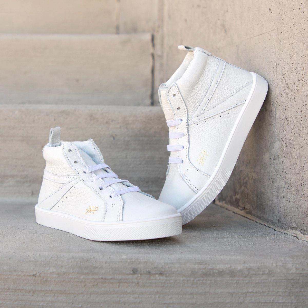 Breathable Perforated Panels White High Top Sneaker