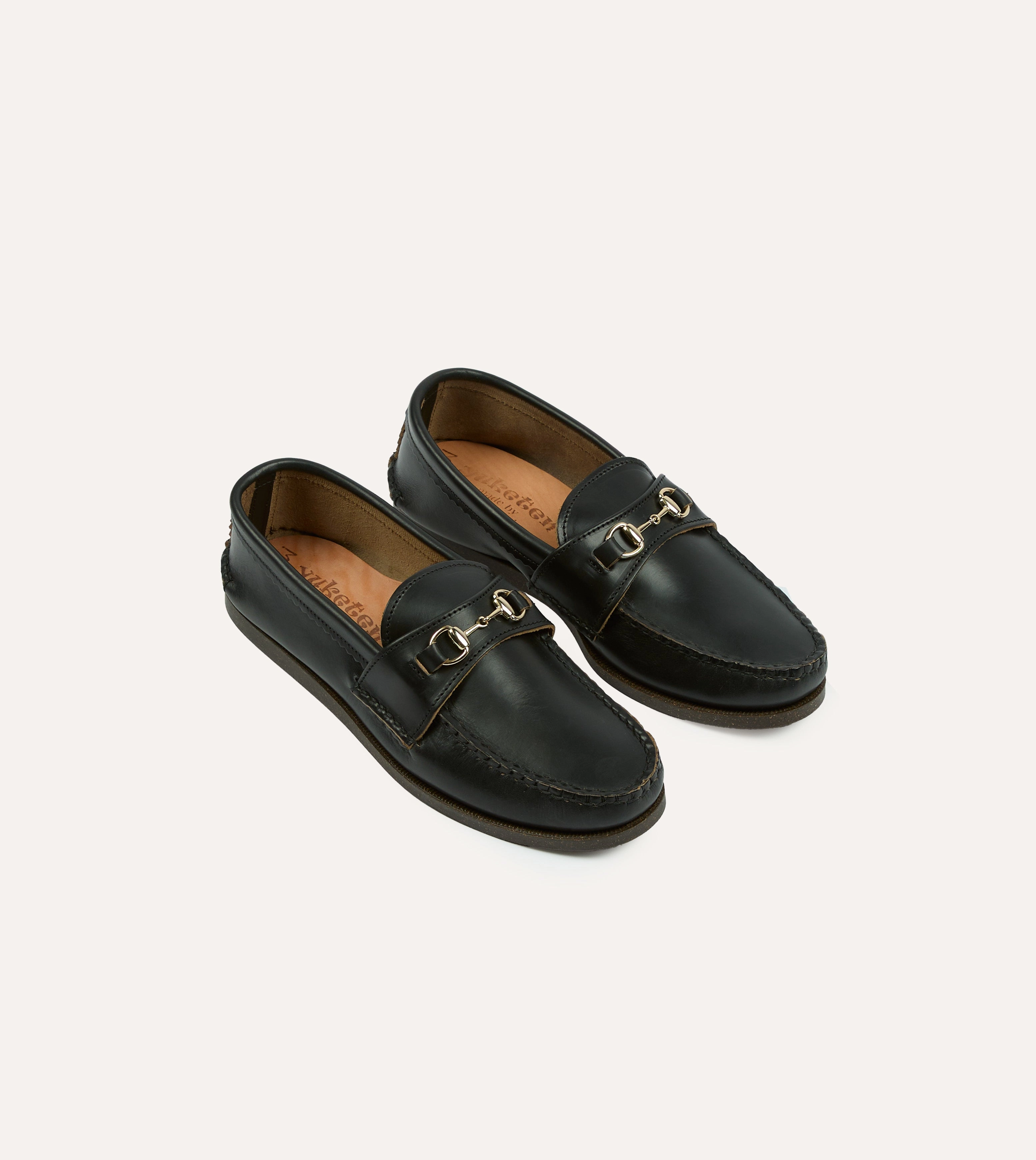 Yuketen Black Leather Bit Loafer with Camp Sole Firm Guard
