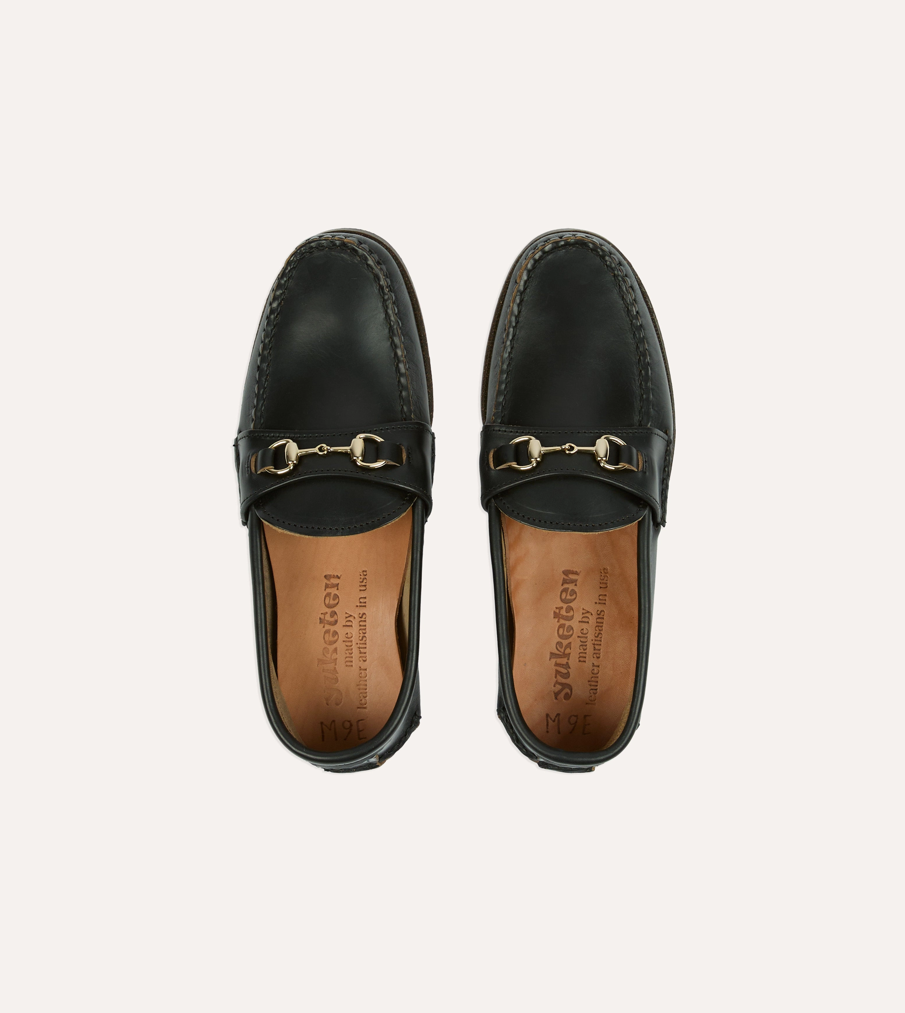 Yuketen Black Leather Bit Loafer with Camp Sole Anti Slip Breathable Lining