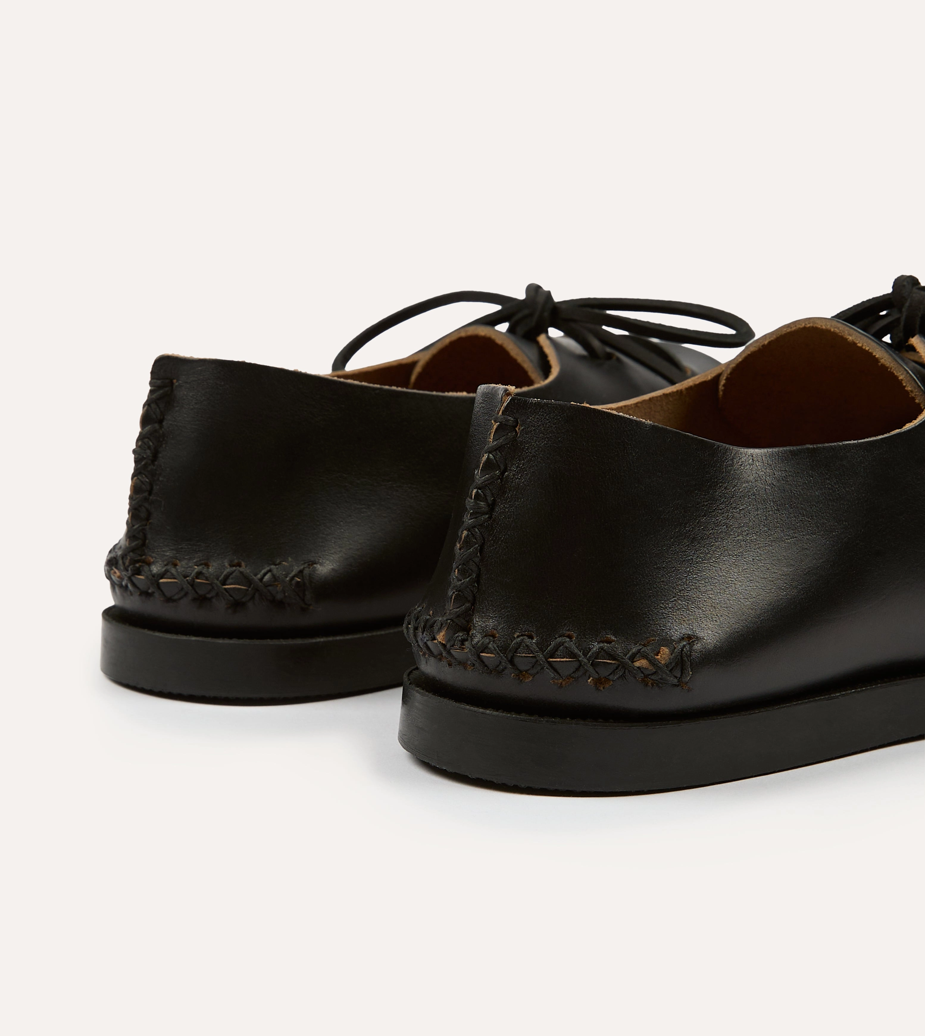 Yuketen Black Two-Piece Oxford with Camp Sole Joint Care Mesh