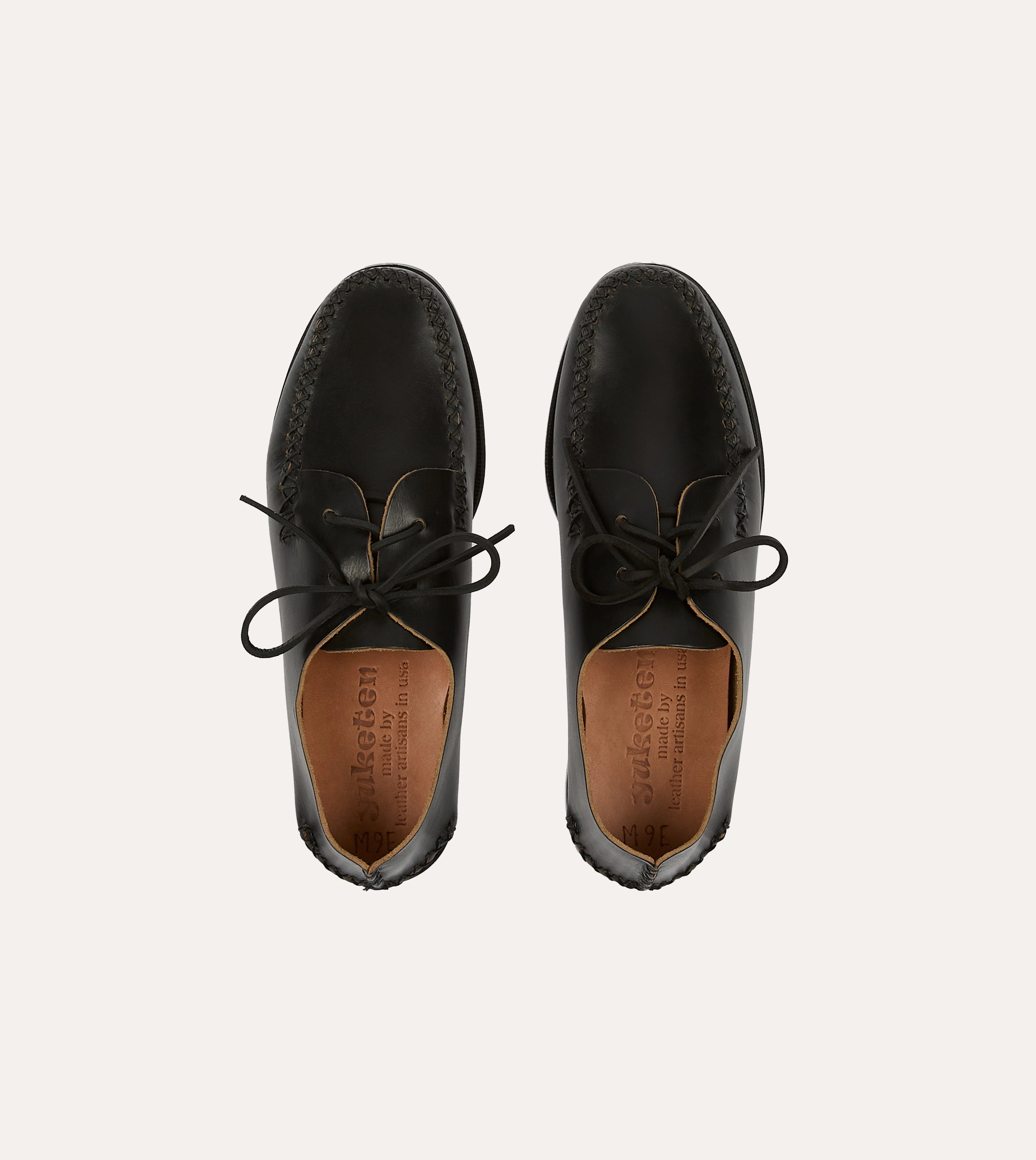 Yuketen Black Two-Piece Oxford with Camp Sole Padded