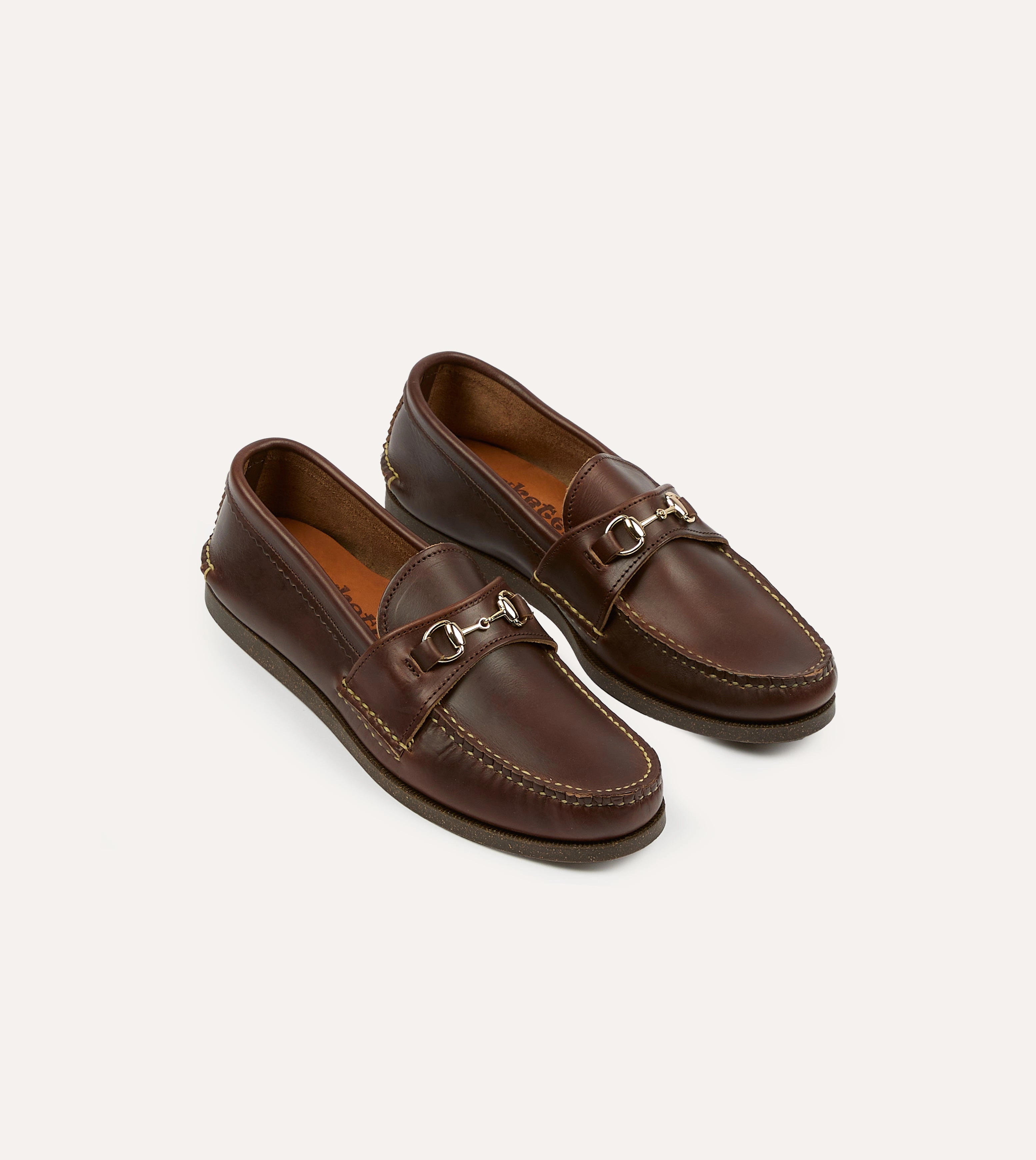 Yuketen Brown Leather Bit Loafer with Camp Sole Pond Walk Enhanced grip