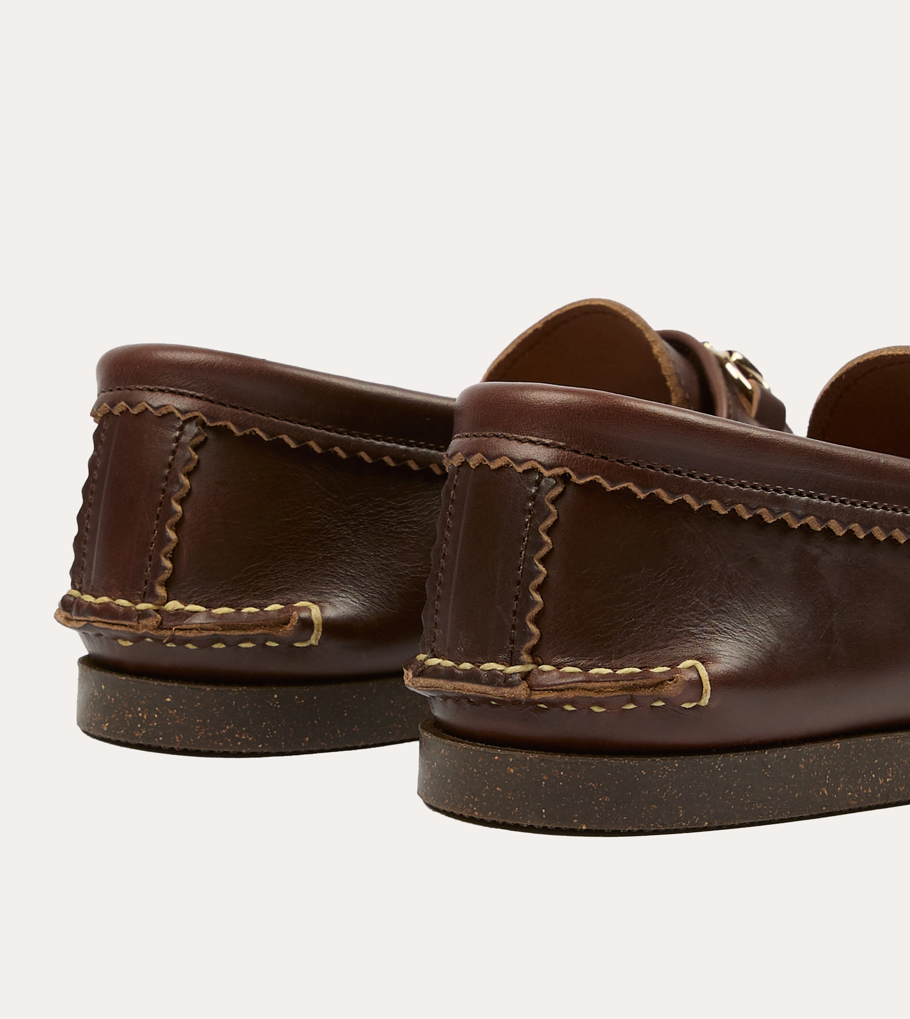 Reinforced toe box Yuketen Brown Leather Bit Loafer with Camp Sole