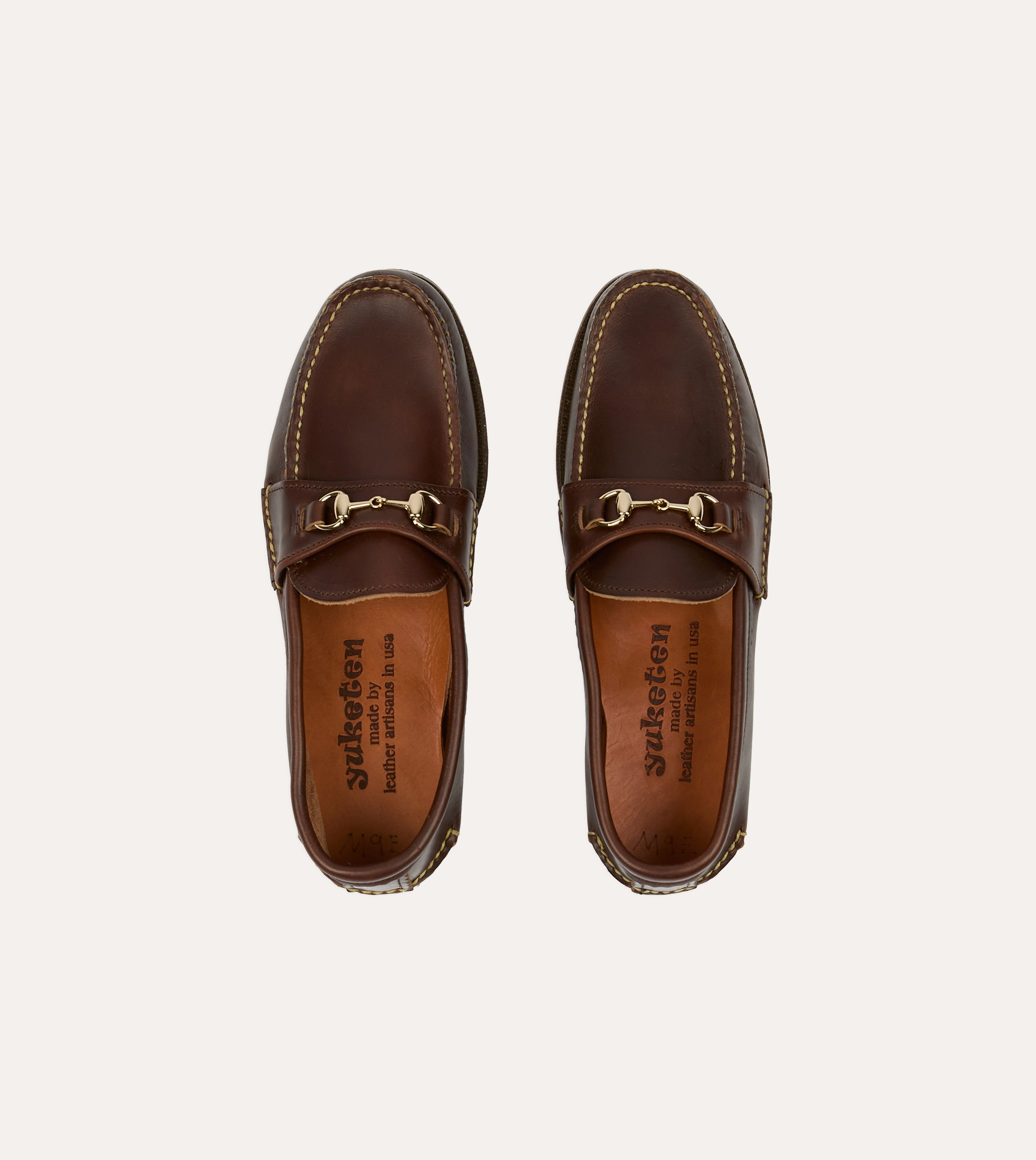Yuketen Brown Leather Bit Loafer with Camp Sole Calm Tone