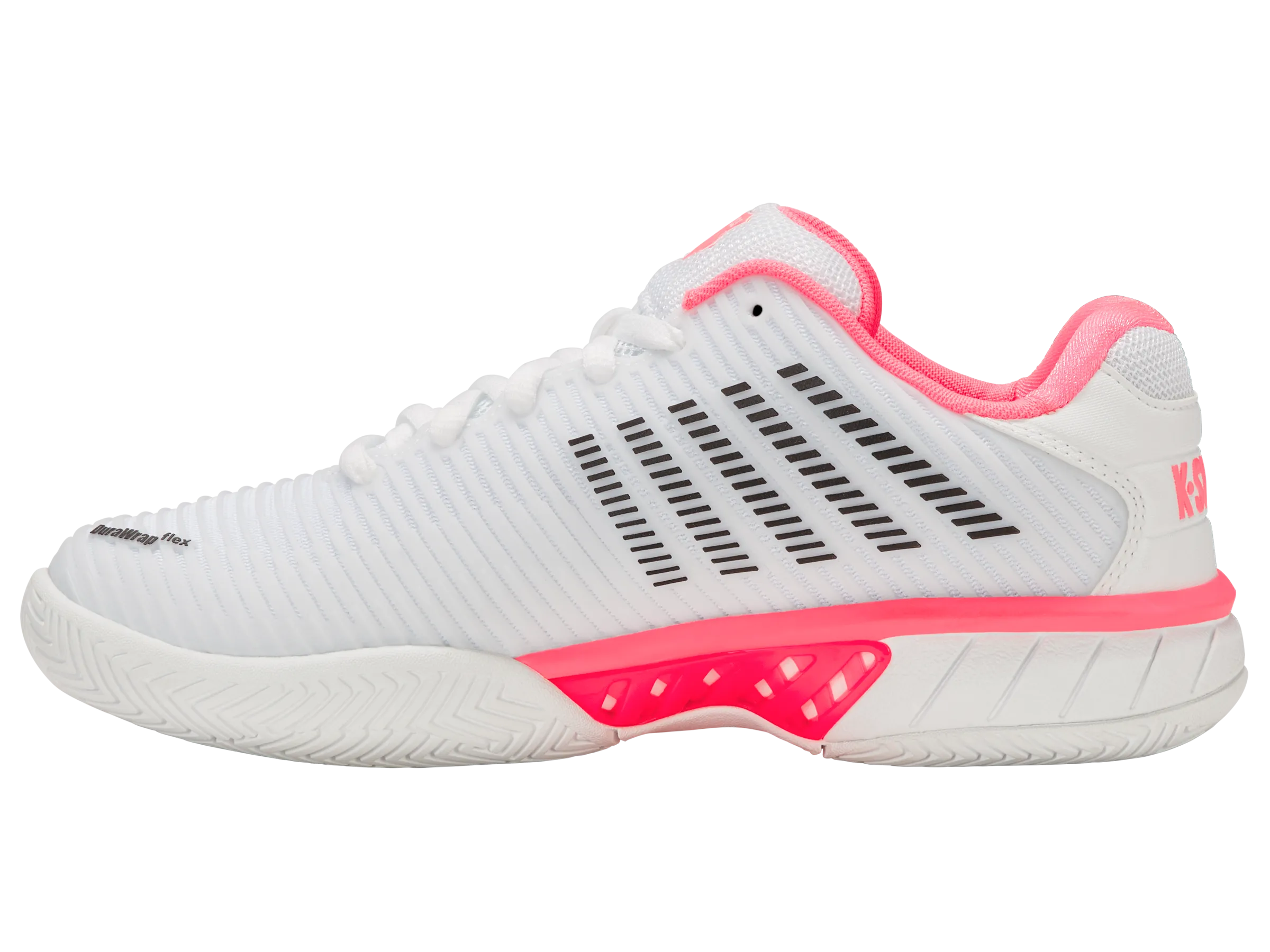 96613-173-M | HYPERCOURT EXPRESS 2 | WHITE/NEON PASTEL PINK/BLACK photo shoot Roomy Toe Box